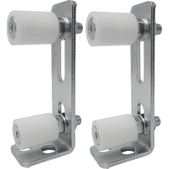 2 x Adjustable Gate Guide 2 Guide Rollers Diameter 30 x 40 mm White