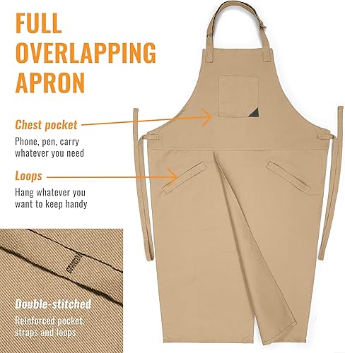 Miniatura 3 de Under NY Sky Delantal de cerámica  Cubierta completa dividida pierna, bucles para toallas  Cobertura más ajustable para hombres y mujeres  esencial