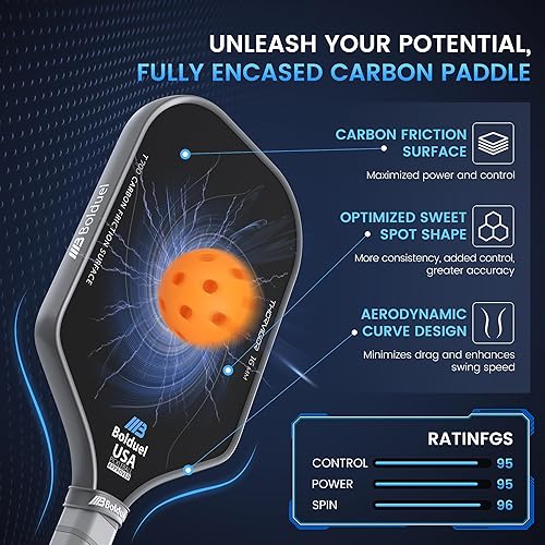 Miniatura 2 de Paletas de pickleball de fibra de carbono aprobadas por USAPA de nivel profesional para jugador agresivo y ofensivo, raqueta de pickleball con