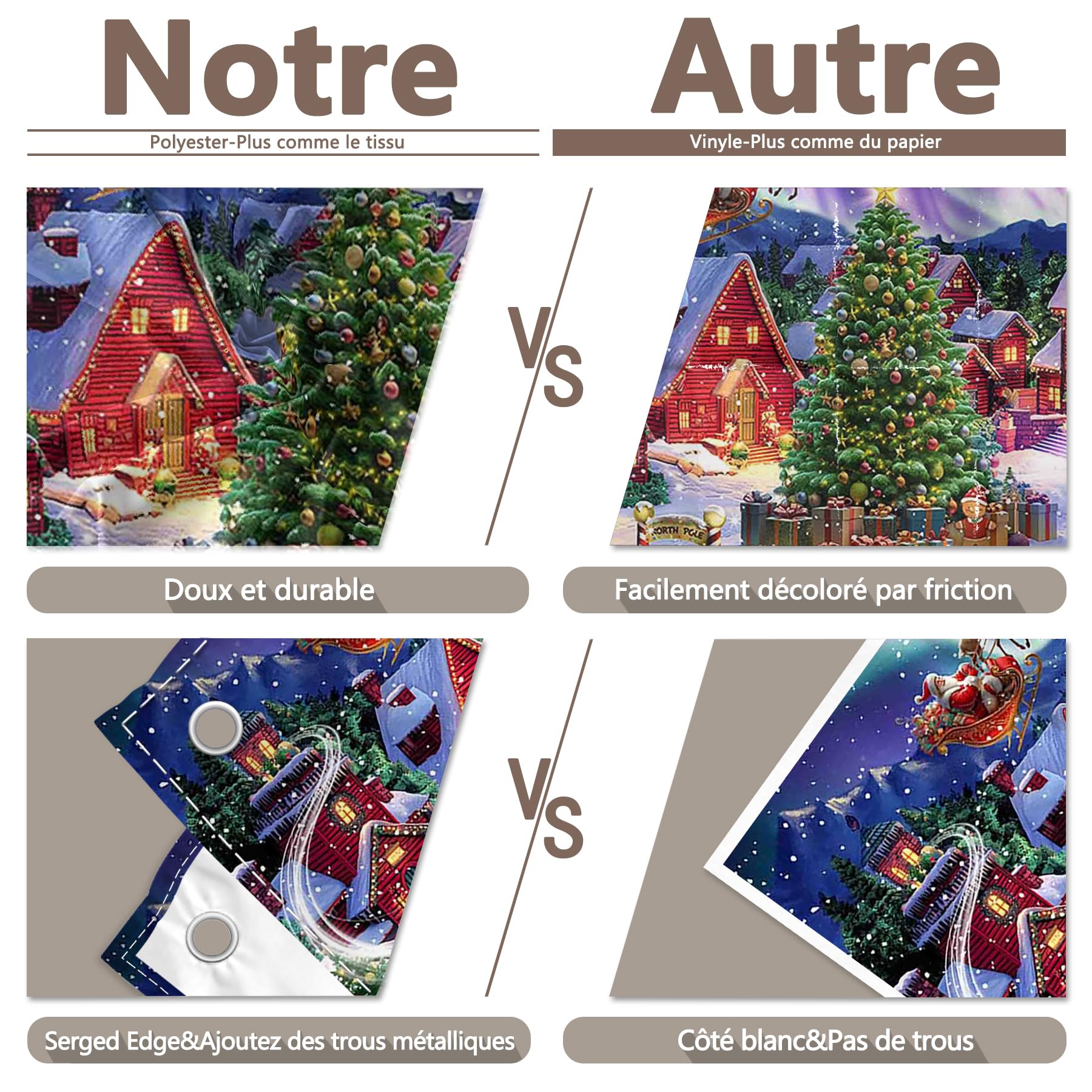 Luminora 3 x 2,4 m Toile de Fond Ville Arctique de Noël, Maison des Elfes | aurore polaire, Père Noël, pays des merveilles, bonhomme de neige d'hiver, décoration de traîneau, bannière photo de fête