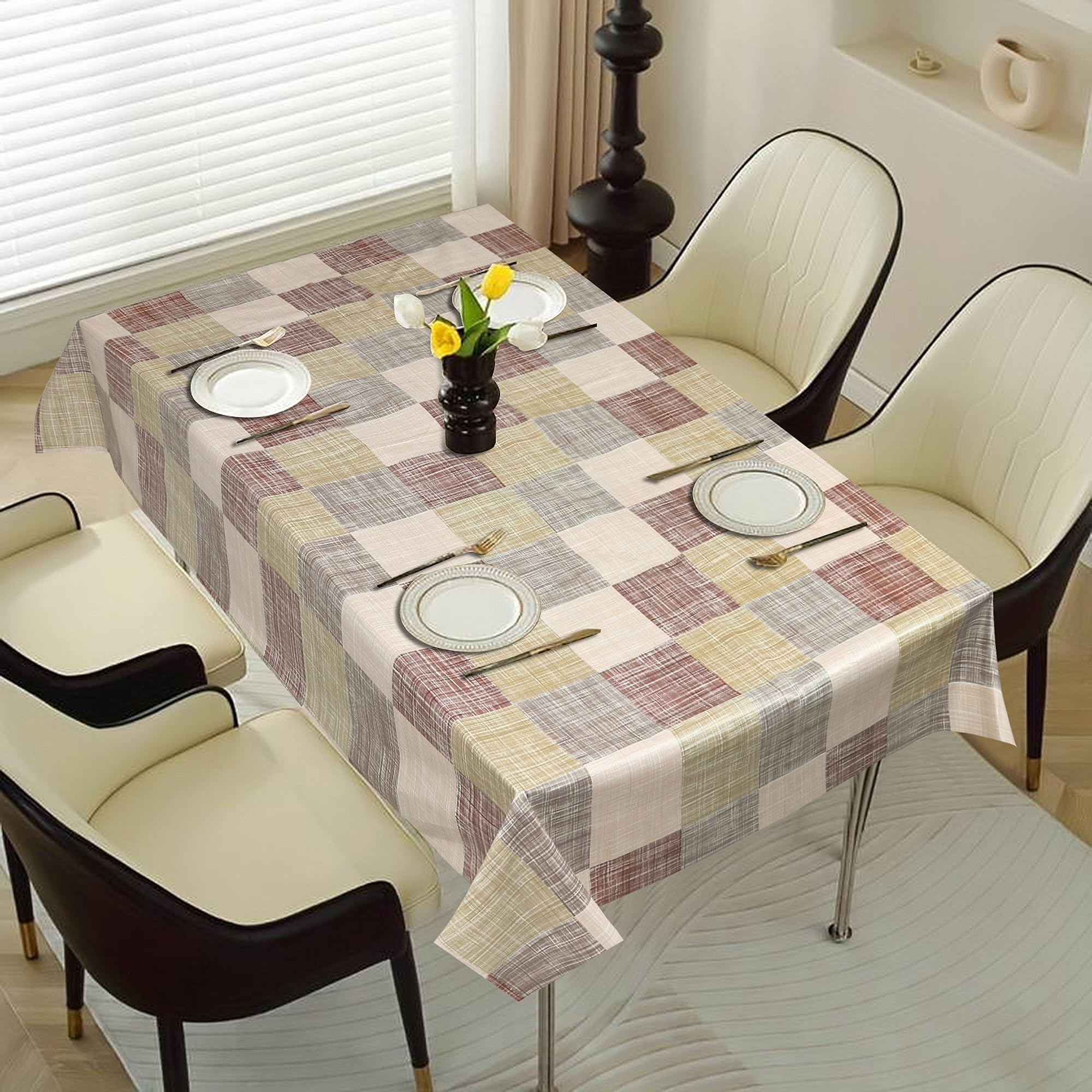 Dakshya Industries PVC Plastic Table Cover 54x78 Inches ? Waterproof, Oilproof, Durable Dining Table Protector Without Lace-picture-31