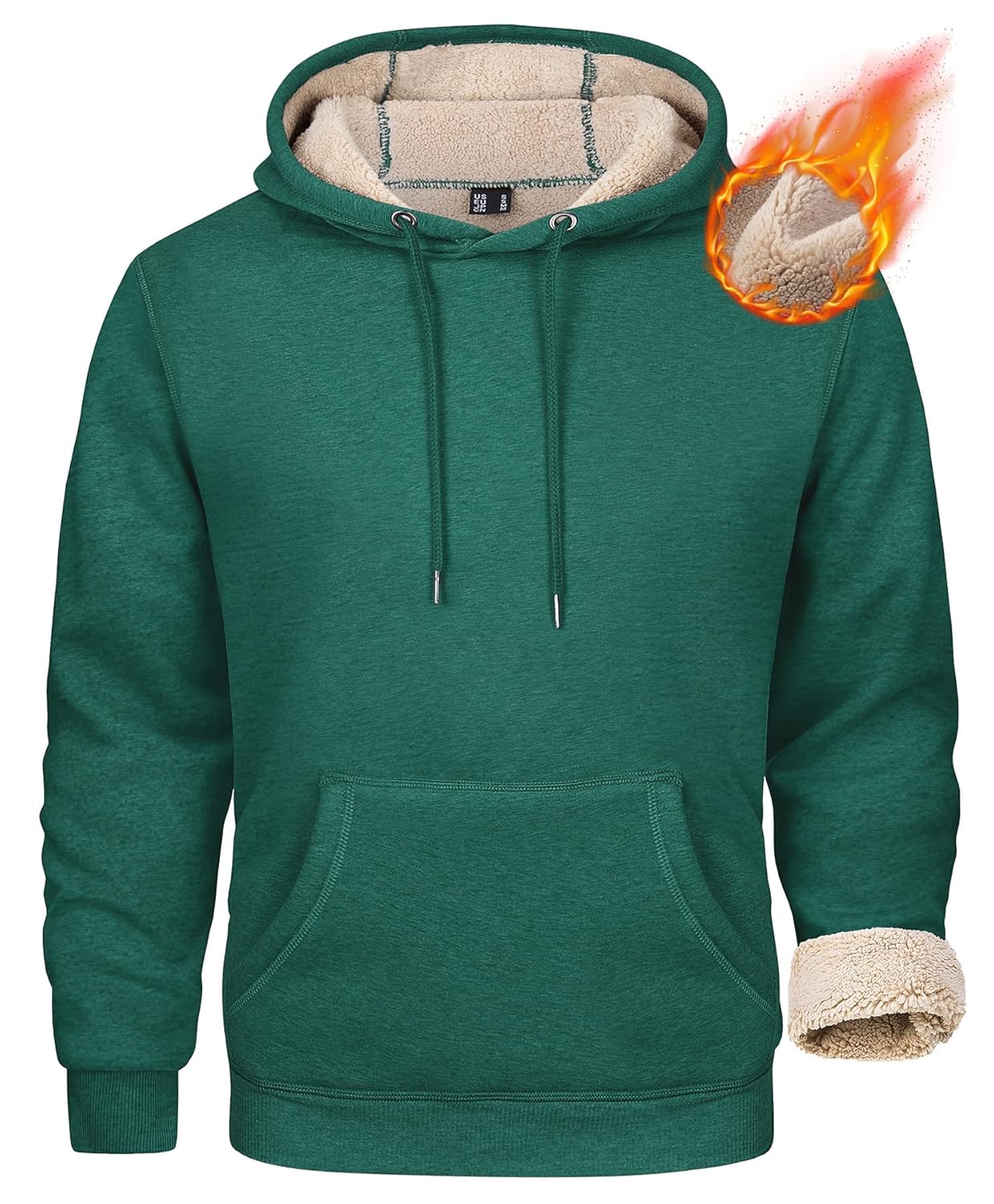 MAGCOMSEN Mens Heavy Hoodie Sherpa Fleece Lined Pullover Thick Winter Hooded Sweatshirt