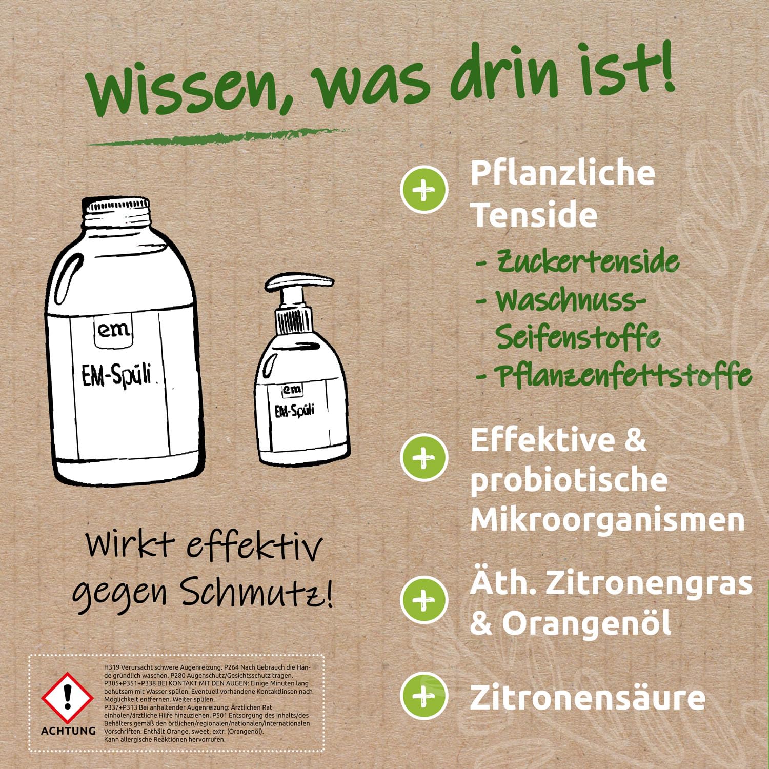 EM-Chiemgau Bio Geschirrspülmittel EM-Spüli [mit Effektive Mikroorganismen] sehr ergiebig, extrem Hohe Schmutz- und Fettlösekraft, pflanzliche Waschrohstoffe, Bio Rohstoffe, hautfreundlich - 5 L