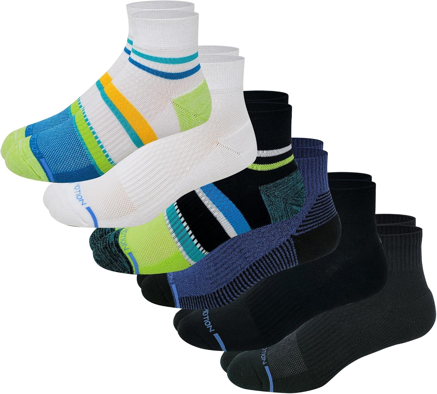 Dr. Motion Men's Quarter Crew Compression Socks for Everyday Wear, 6 Pairs