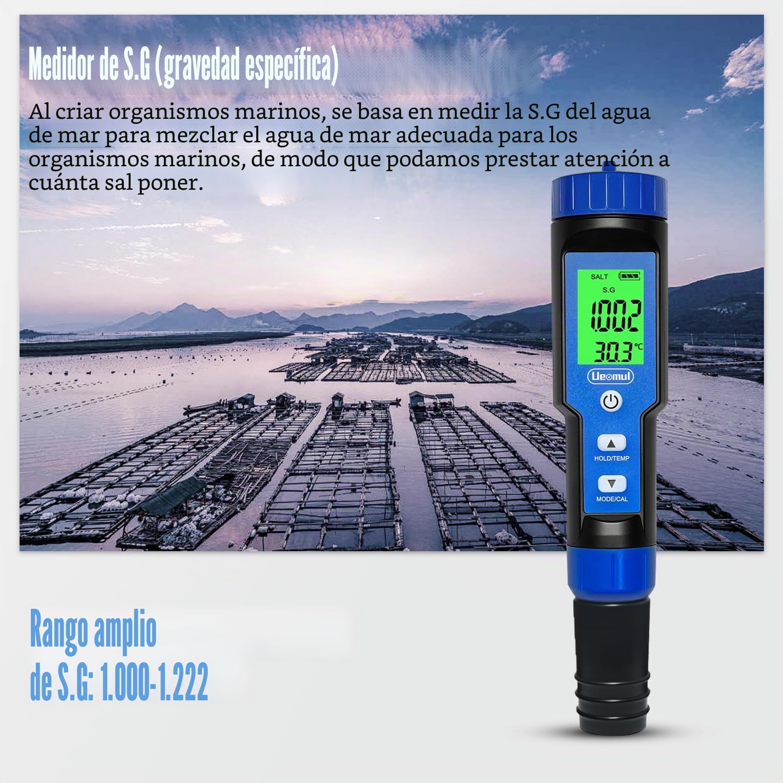 PH Metro 7-en-1, Probador PH TDS EC SALT ORP S.G Temperatura, Profesional Prueba Calidad Agua de 0.01 pH Alta Precisión para Piscina, Acuario, Agua Potable, Hidroponía