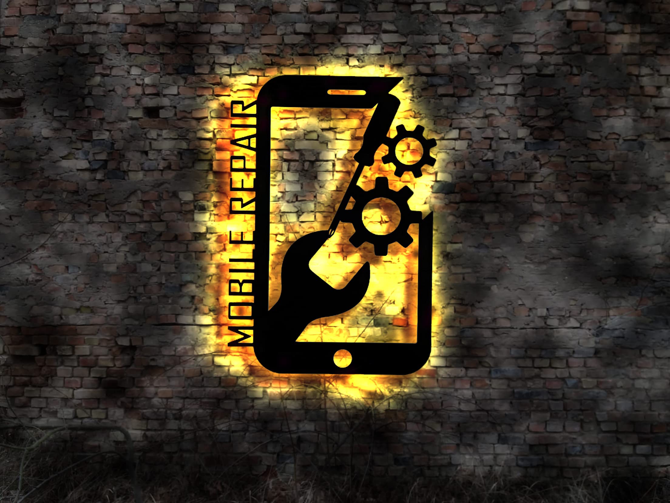 Cartel LED para teléfono móvil, reklame smartphone reparación, carga, sign, tienda, decoración, teléfono móvil, herramienta de requerimiento, no esmaltado, cartel de chapa