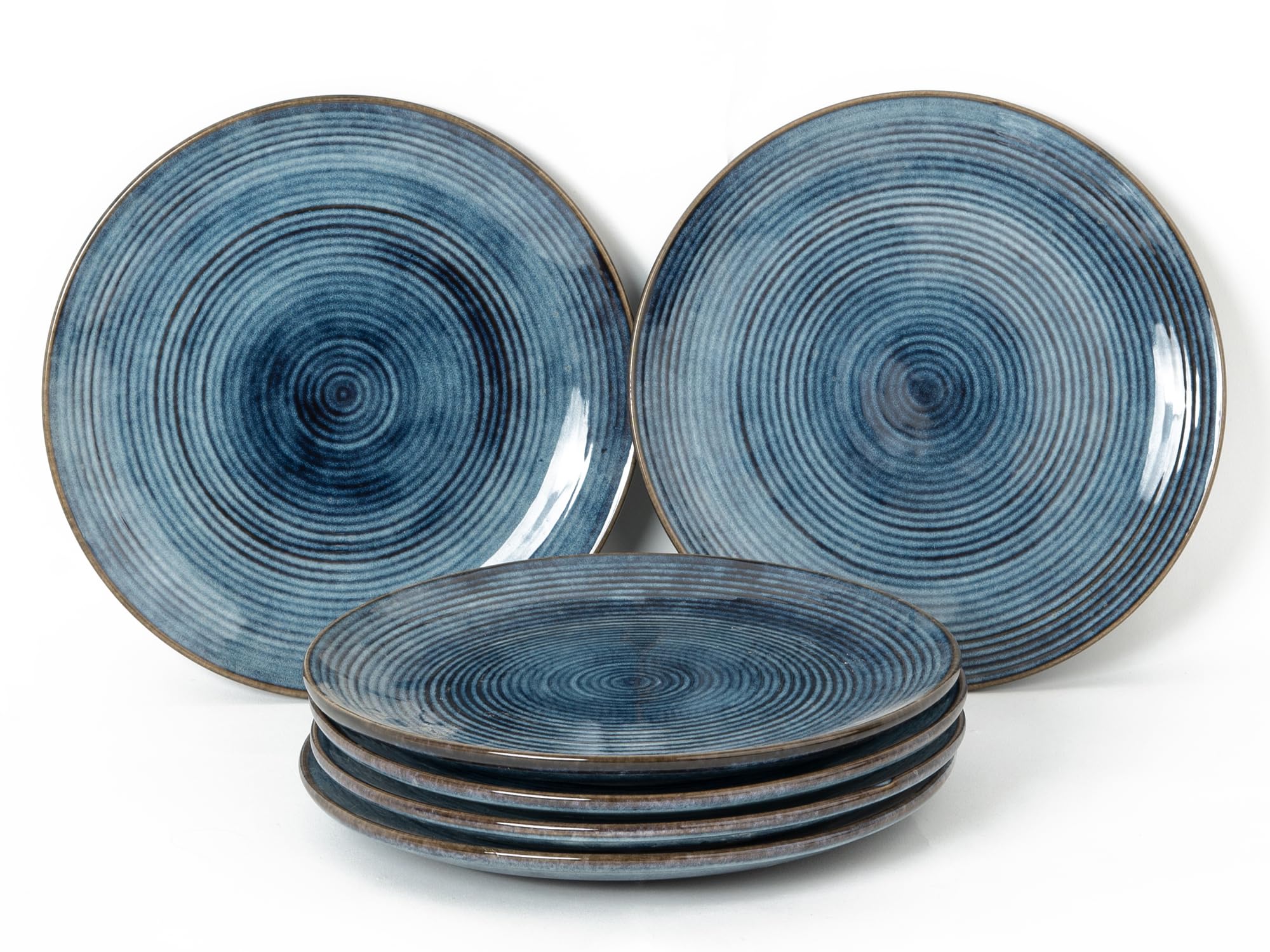 Gold Rim Porcelain Plates Set - Teal -19