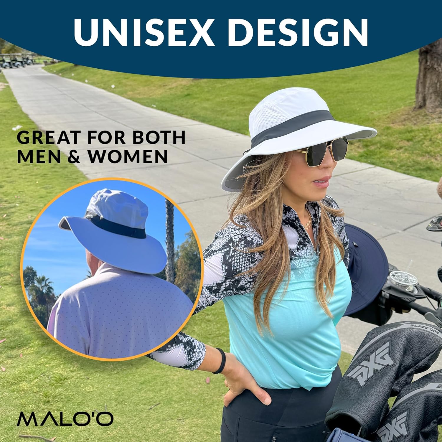 Malo’o Papale Golf Hat for Sun Protection UPF 50 Plus, Foldable Wide Brim Golf Sun Hat with Neck Coverage - Image 5
