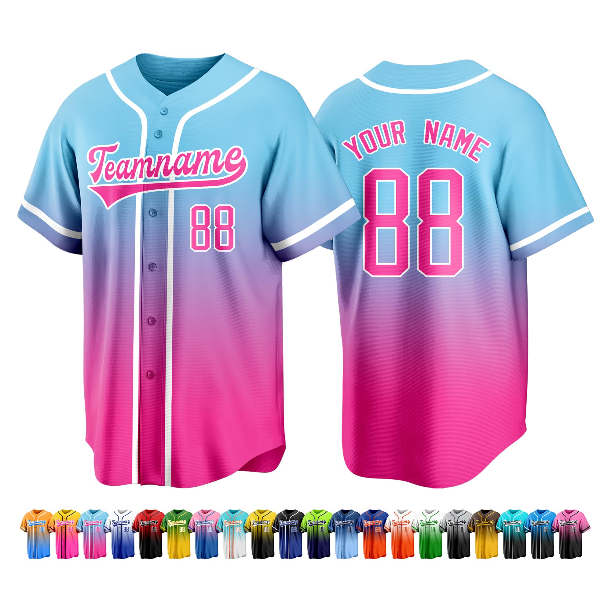Custom Baseball Jersey Stitched Print Personalized Name Number Team Button Down Shirts Sports Uniform for Men Women Boys