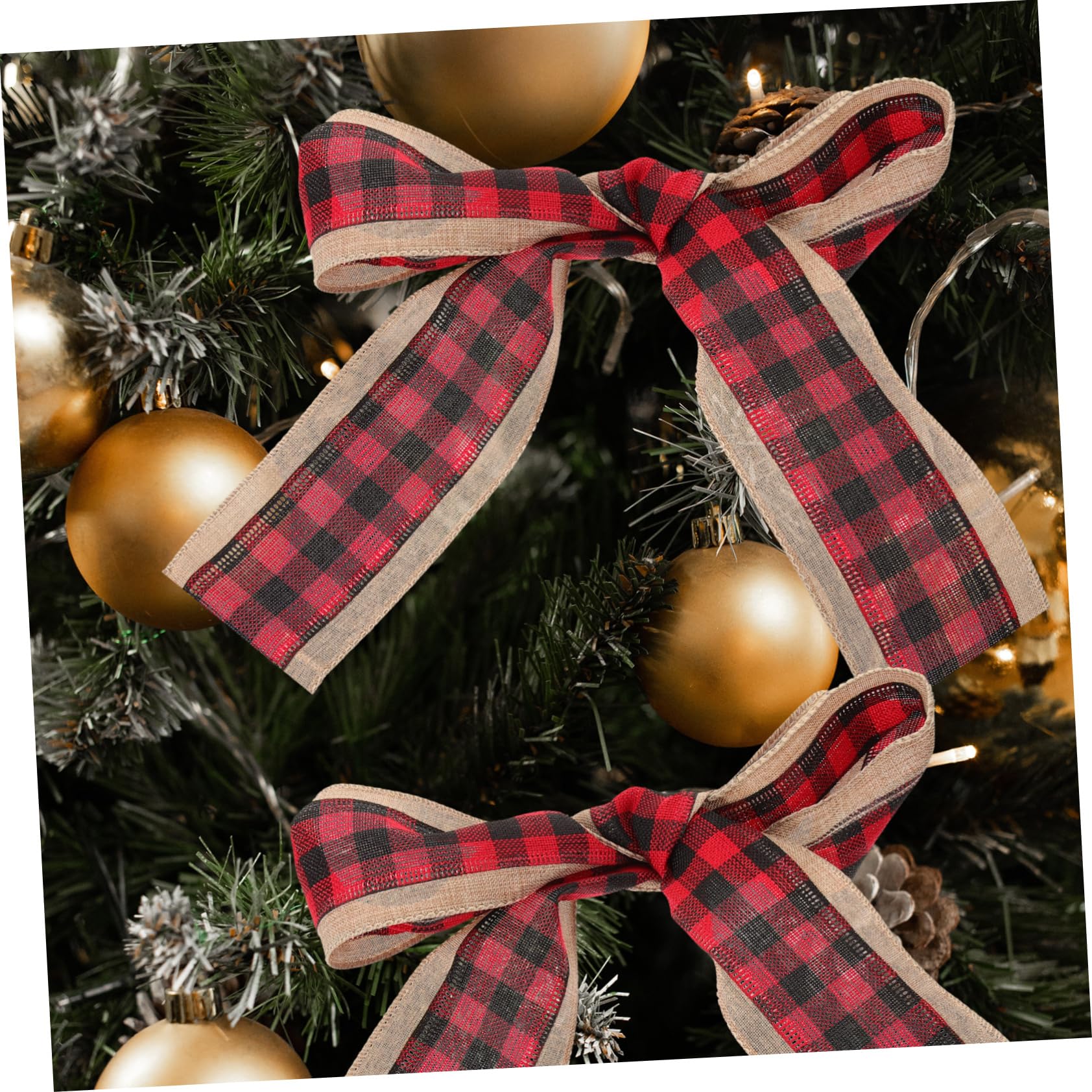 Lurrose 8 Stk Weihnachtsband Blumenstrauß Verpackungsband schwarz-weiß kariertes Geschenkband Juteband ribbon bandfeile Weihnachtsdekorationszubehör DIY Bastelband Baumwolle rot