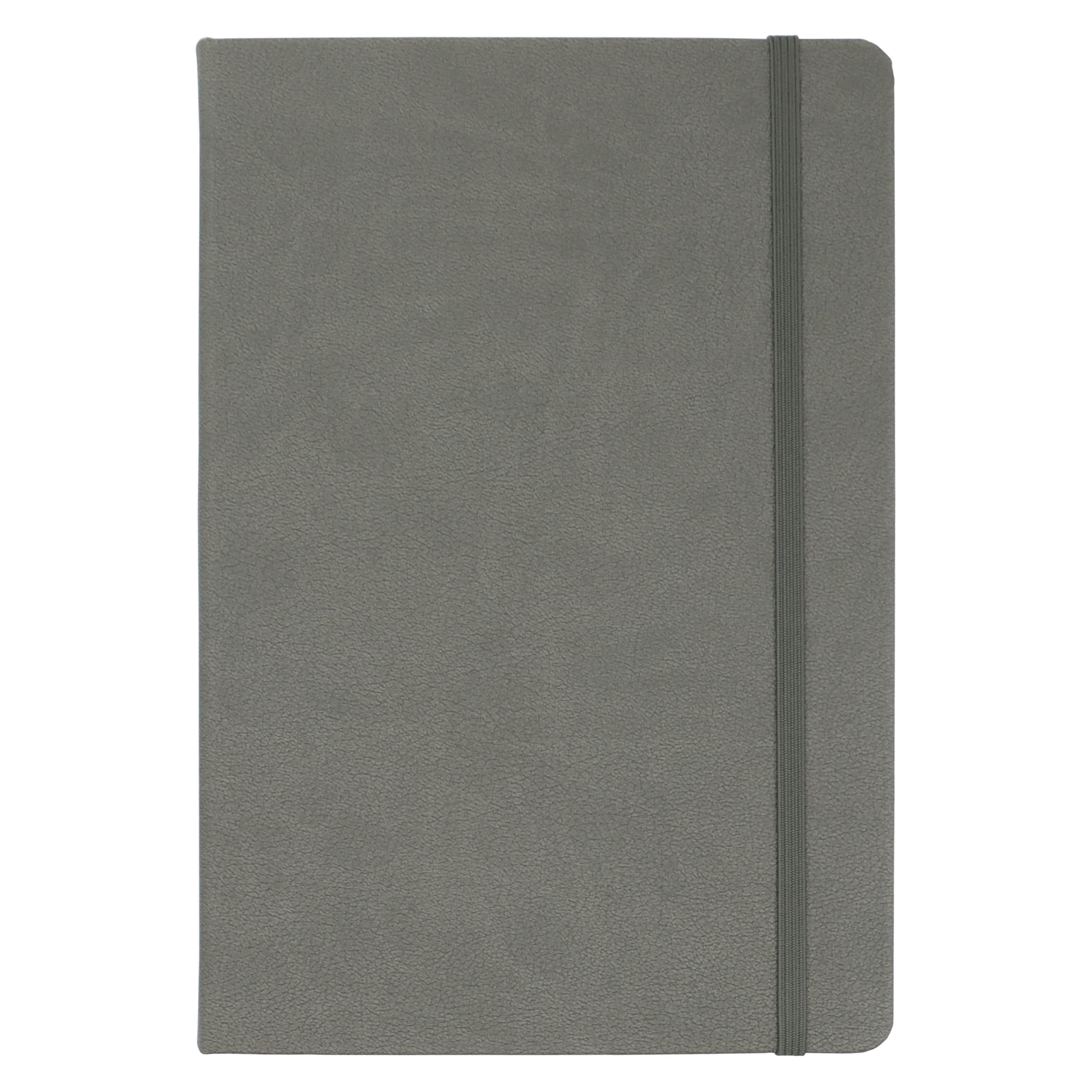 Executive Lined Notebook, 240 Pages, 100 GSM Paper, Hardcover Leather, A5 (5.7 x 8.4-Inch), Grey, for Work, School, Writing