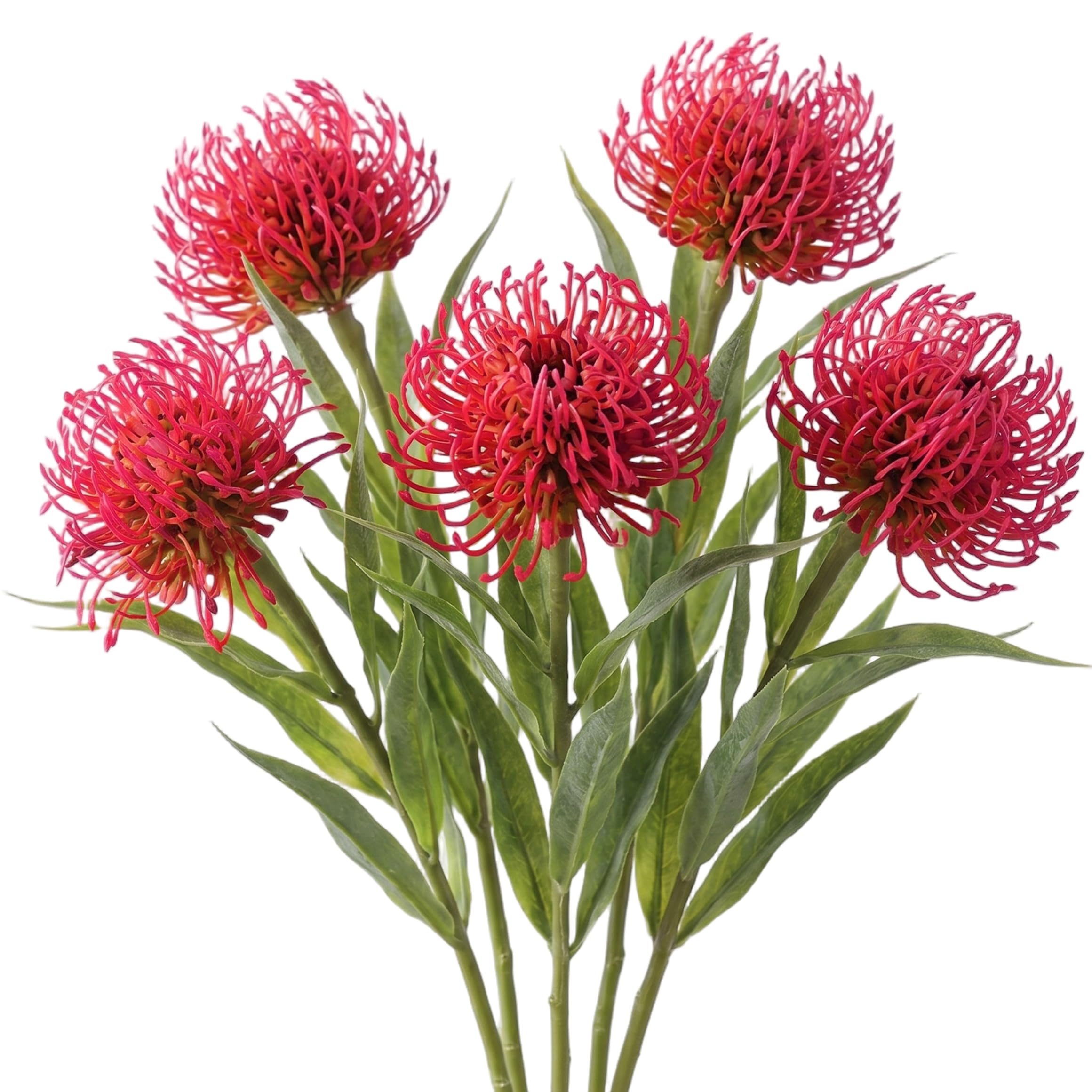 Xoeryoy 5pcs Artificial Chrysanthemums, 20 inch Height Chrysanthemum Artificial Flowers - Realistic Faux Pincushion Blooms For Home & Event Decor (rose Red)