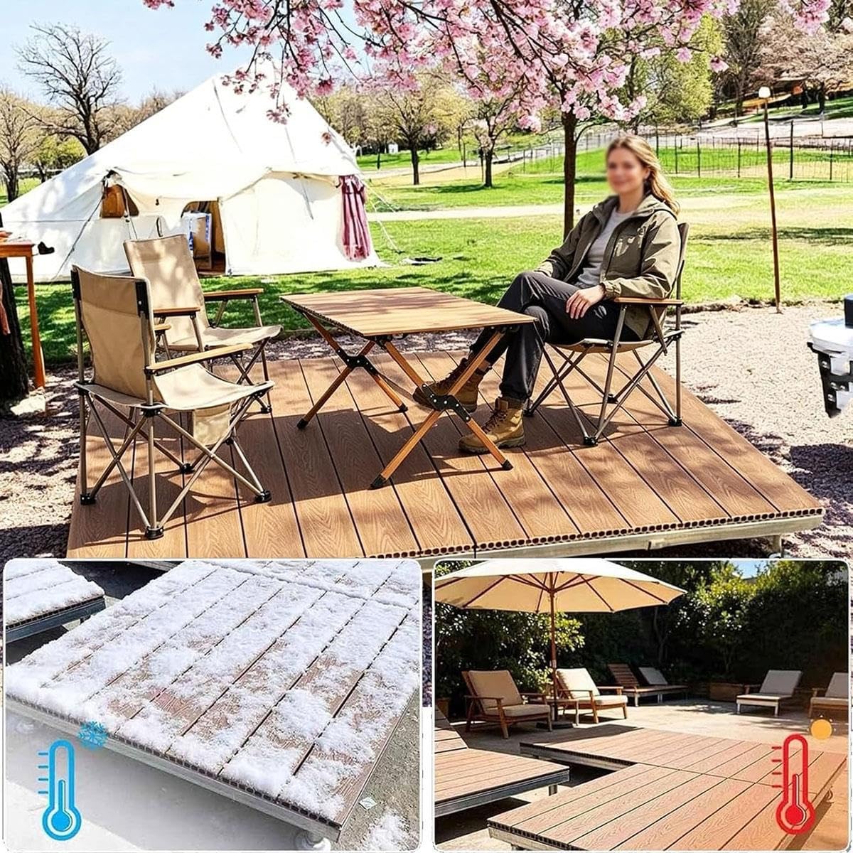 Plateforme SuréLevée en Bois Composite pour Terrasse, Pelouse et Camping
