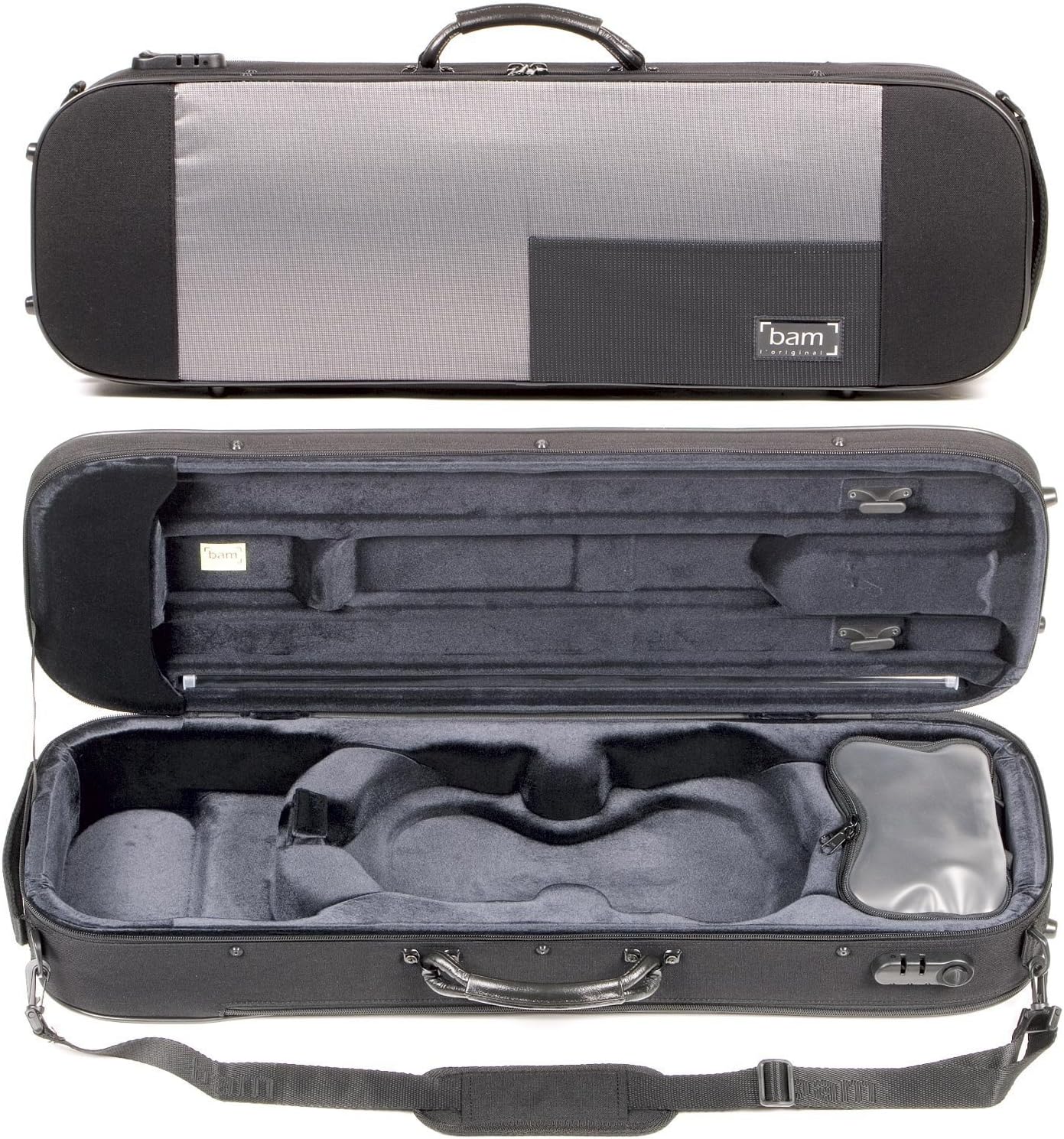 Bam Stylus 5001S 4/4 Violin Case with Black Exterior and Silver Interior