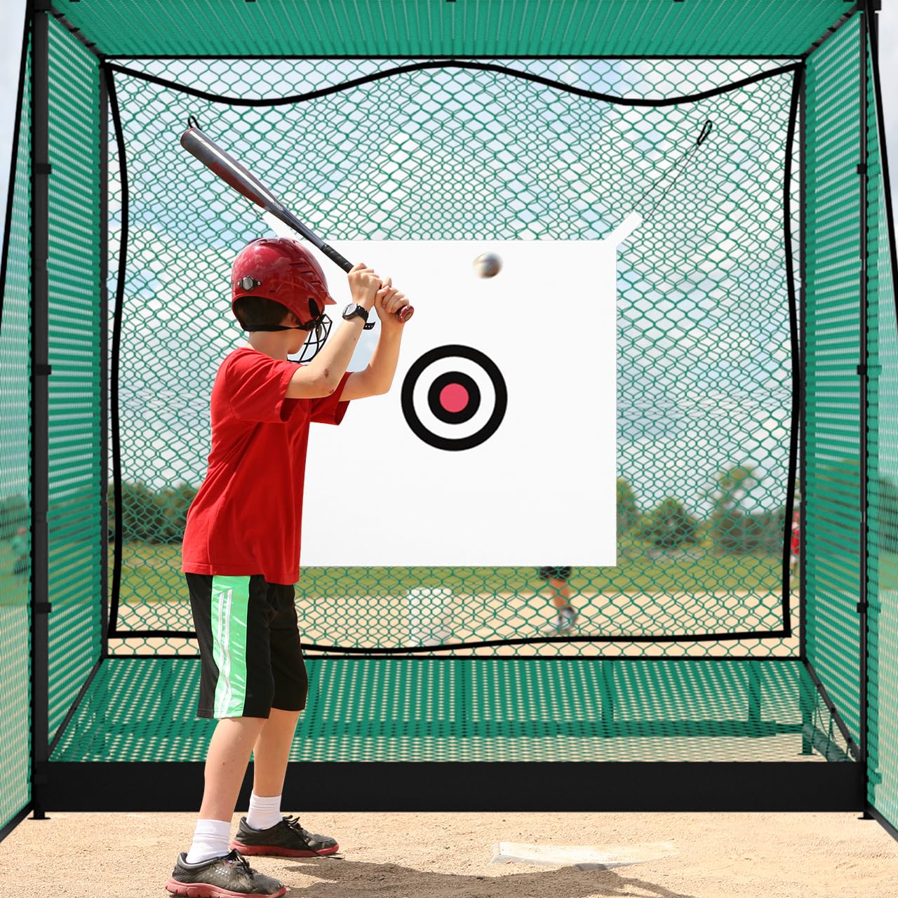 (2) MR Golf Driving Cage 10x10x10ft Golf Hitting Cage W/Target Cloth Golf Batting Cage W/Steel Frame Golf Practice Net For Full Swing (BID IS PER GOLF/BASEBALL NET, LOT IS FOR 2 PRACTICE NERD TOTAL.)