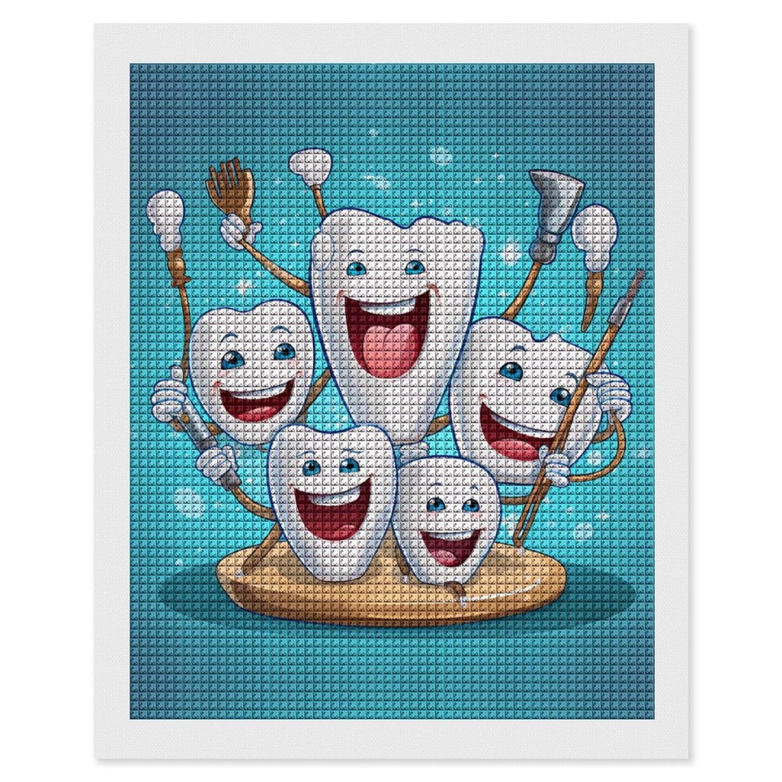 Teeth Dentist Dentistry Dental Square Diamond Painting Kits Full Drill Wall Art Decoration Gifts for Home Living Room Office