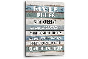 PHAMTE Funny River Rules Inspirational Quotes Wall Art for River House Decor