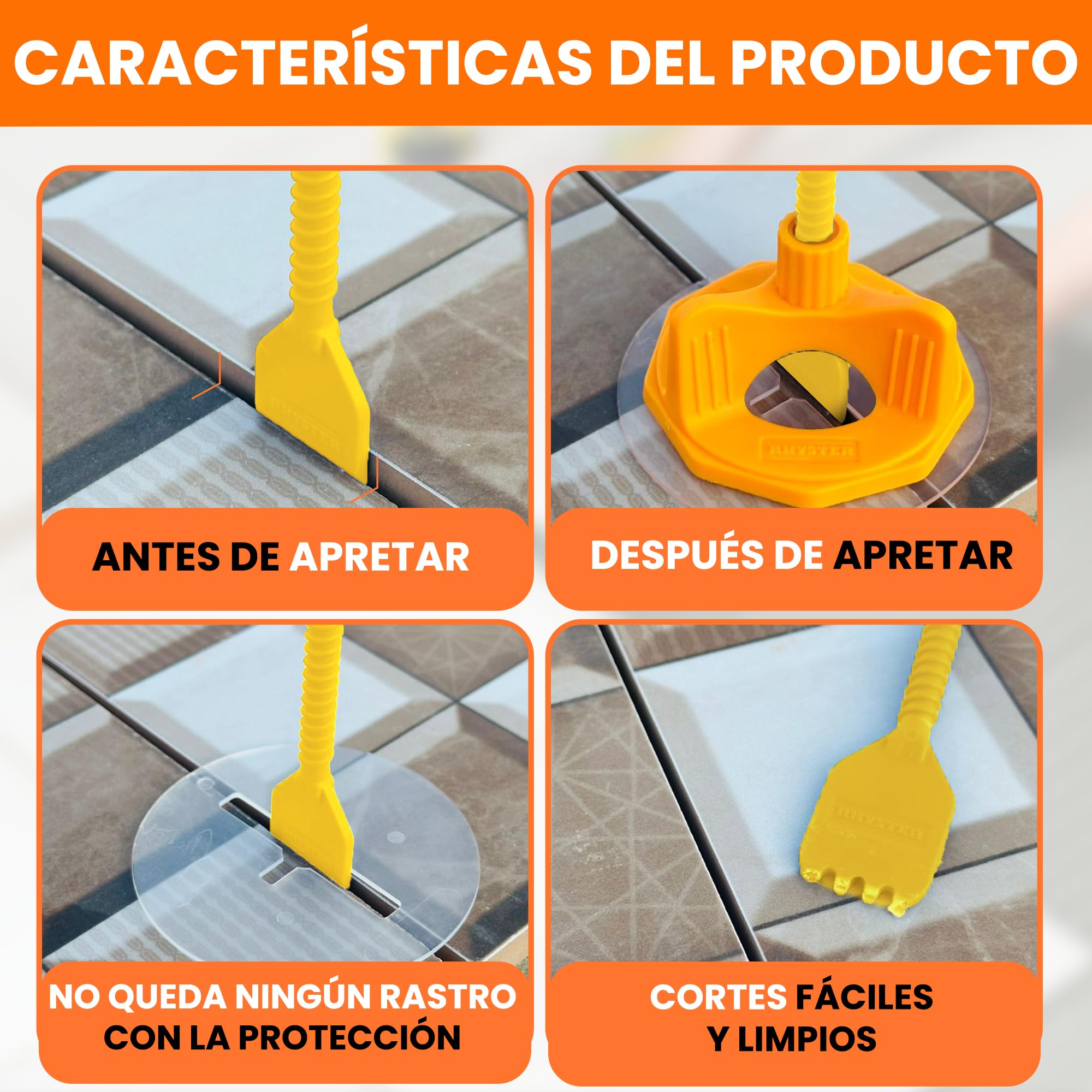 Kit de crucetas autonivelantes de 5 mm – Starter Pack - 302 Unidades | 100 Clips + 100 cuadrantes + 100 Protecciones + mazo + Nivel de Burbuja Incluido | Colocación fácil y precisa