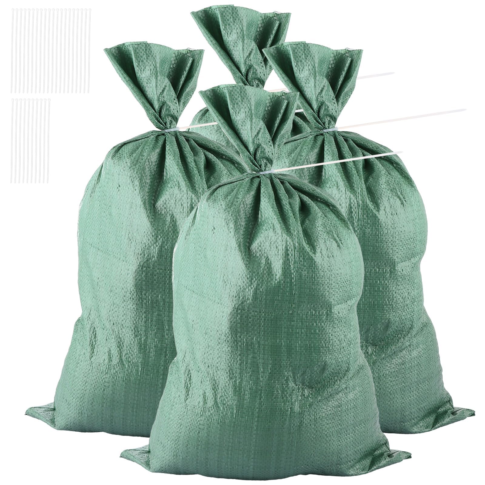 Lot de 30 sacs de sable, 45 x 75 cm, sacs de gravier tissés très résistants en polypropylène tissé pour protection et stockage des déchets de jardin, contre les inondations (vert)