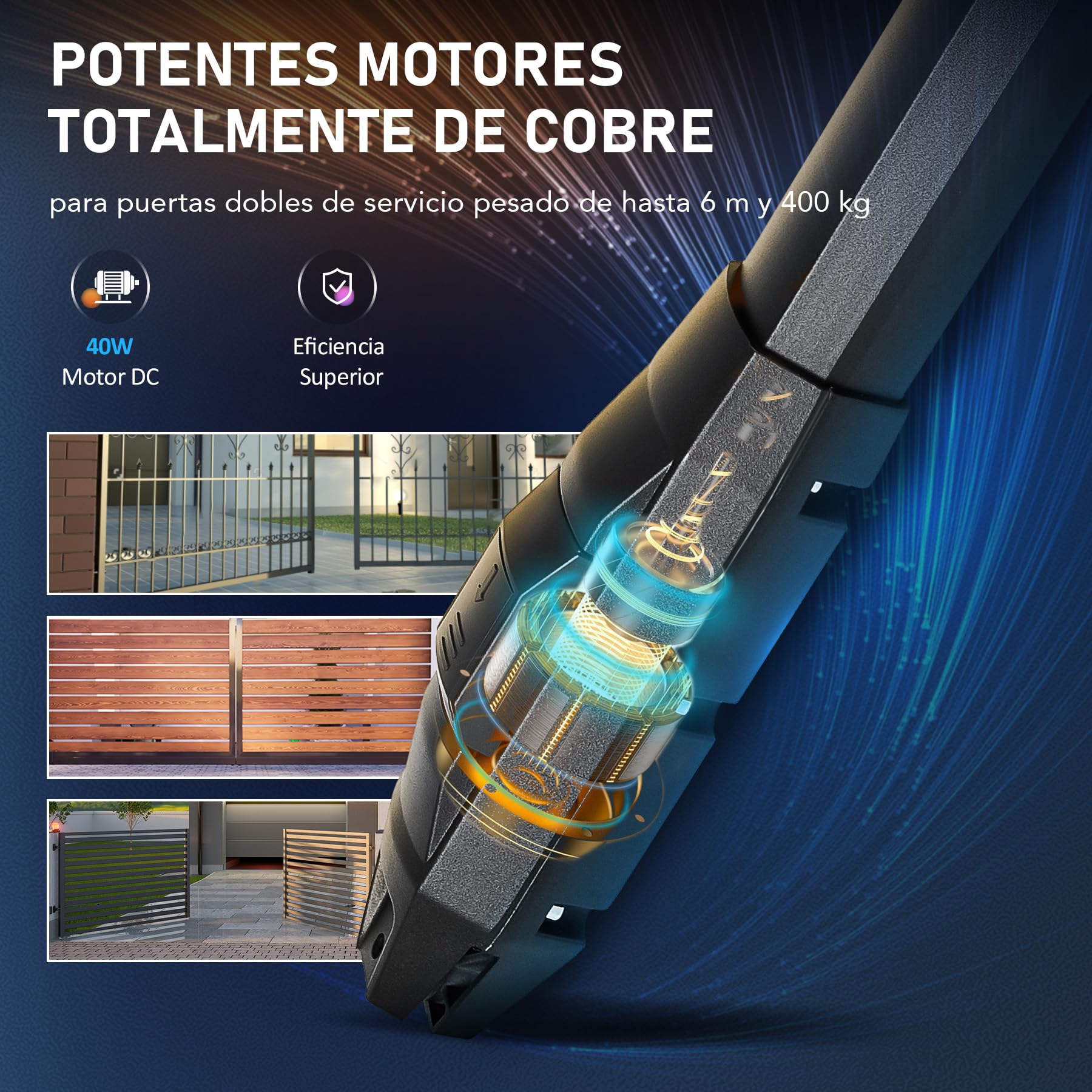 CO-Z 800KG Motor Puerta Batiente de 2 Hojas | Motor Puertas Abatible con 2 Controles Remotos y Llaves de Liberación, Kit Motor Puerta Batiente para Puertas Dobles