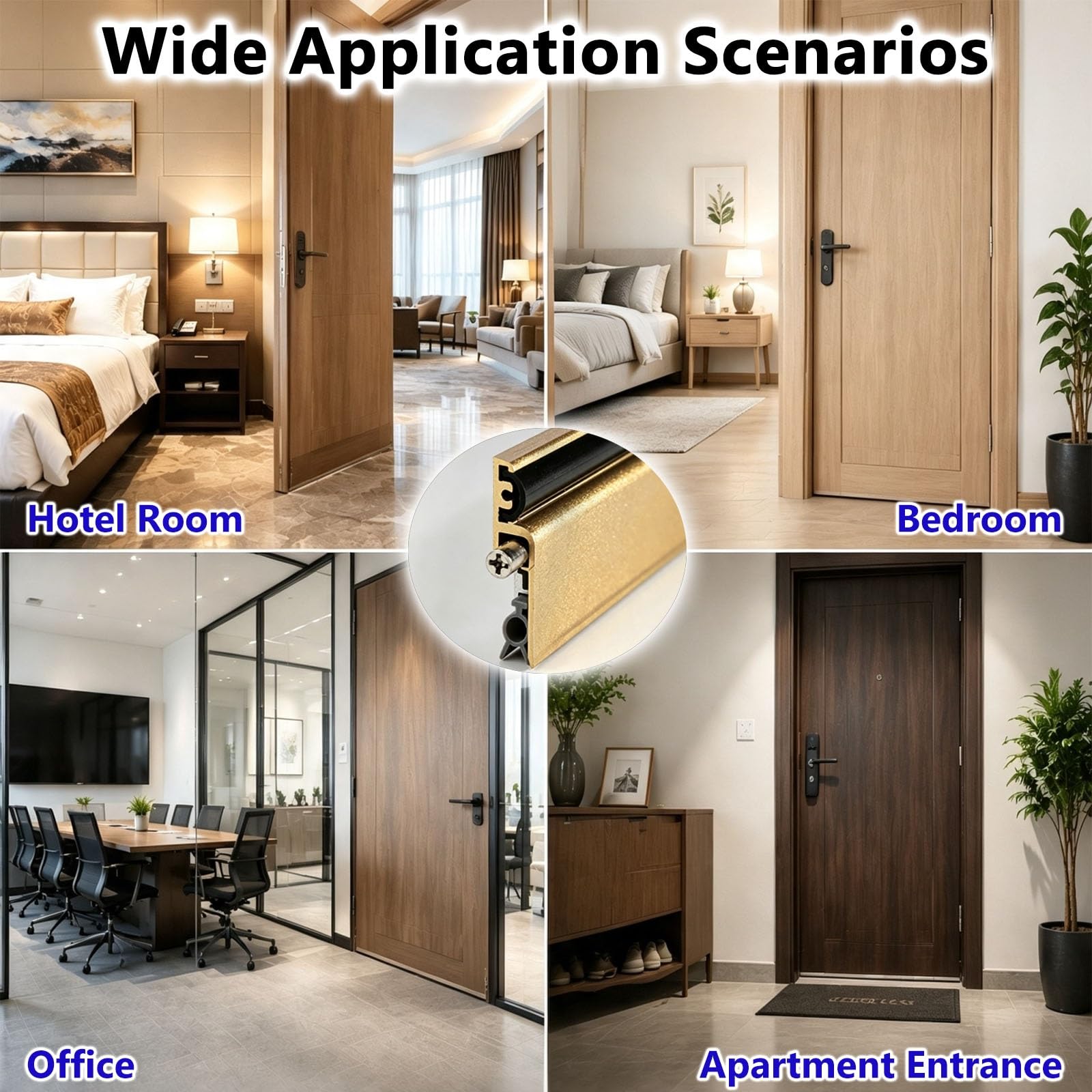 Reducción De Ruido Sello Inferior Puerta Automático, Uso Doméstico | Aluminio, 60, 70, 80, 90, 100 Cm, Montaje En Superficie, Burlete Anticaída Automático, Protección Contra Polvo Y Luz
