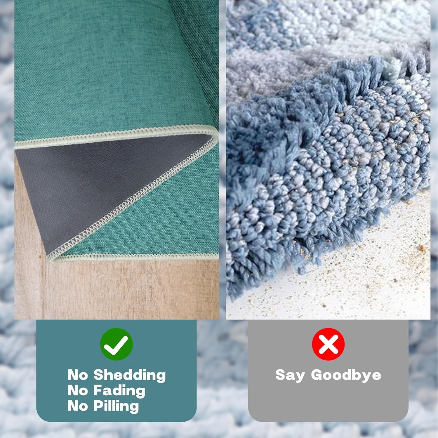 Yancorp 3'x5' Ultra Thin Bathroom Rugs,Low Profile Bath Rug,Rubber mat,Fit Under Door,Non Slip,Machine Washable Shower Rug,Dark Green