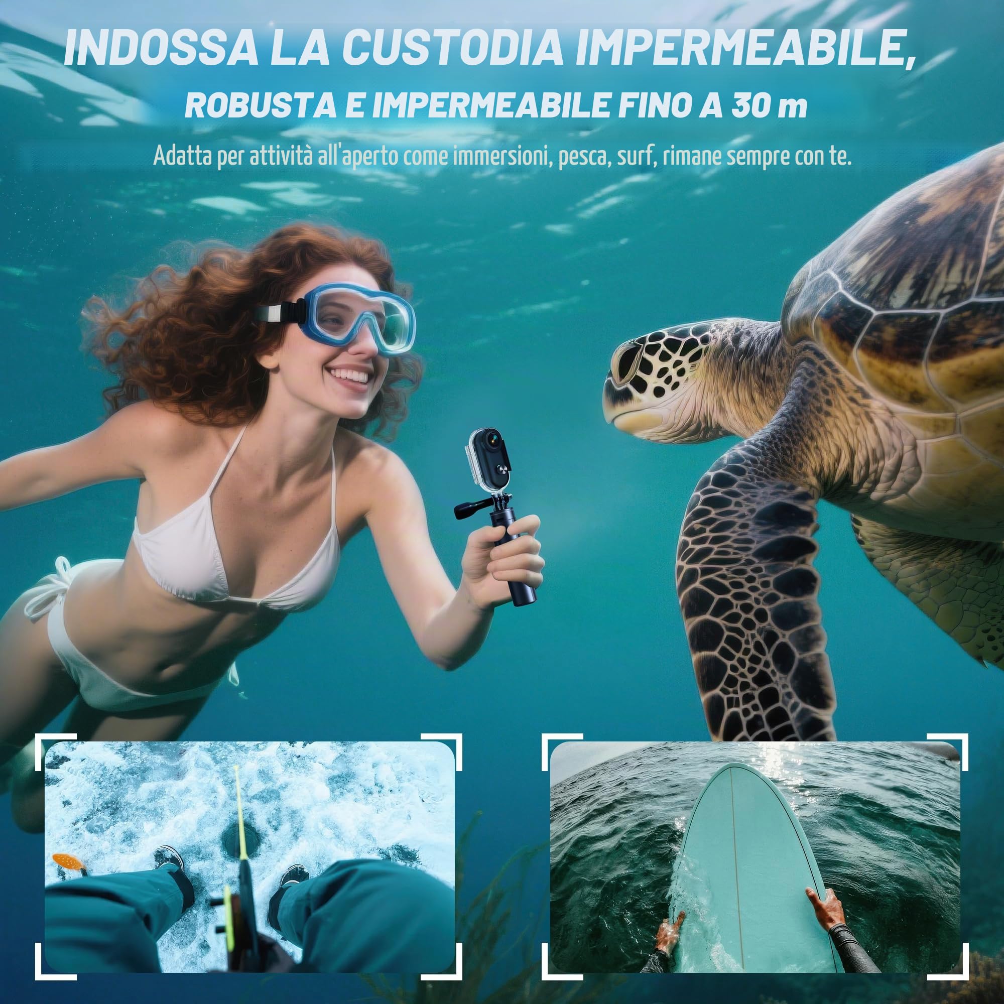 Mini Action Cam Con 16G, 1080P Fotocamera Subacquea Bodycam | Impermeabile Fino a 30 m, 360° Telecamera Moto, POV a Mani Libere, Fotocamera Per Casco, Polizia Professionale Per Vlogging