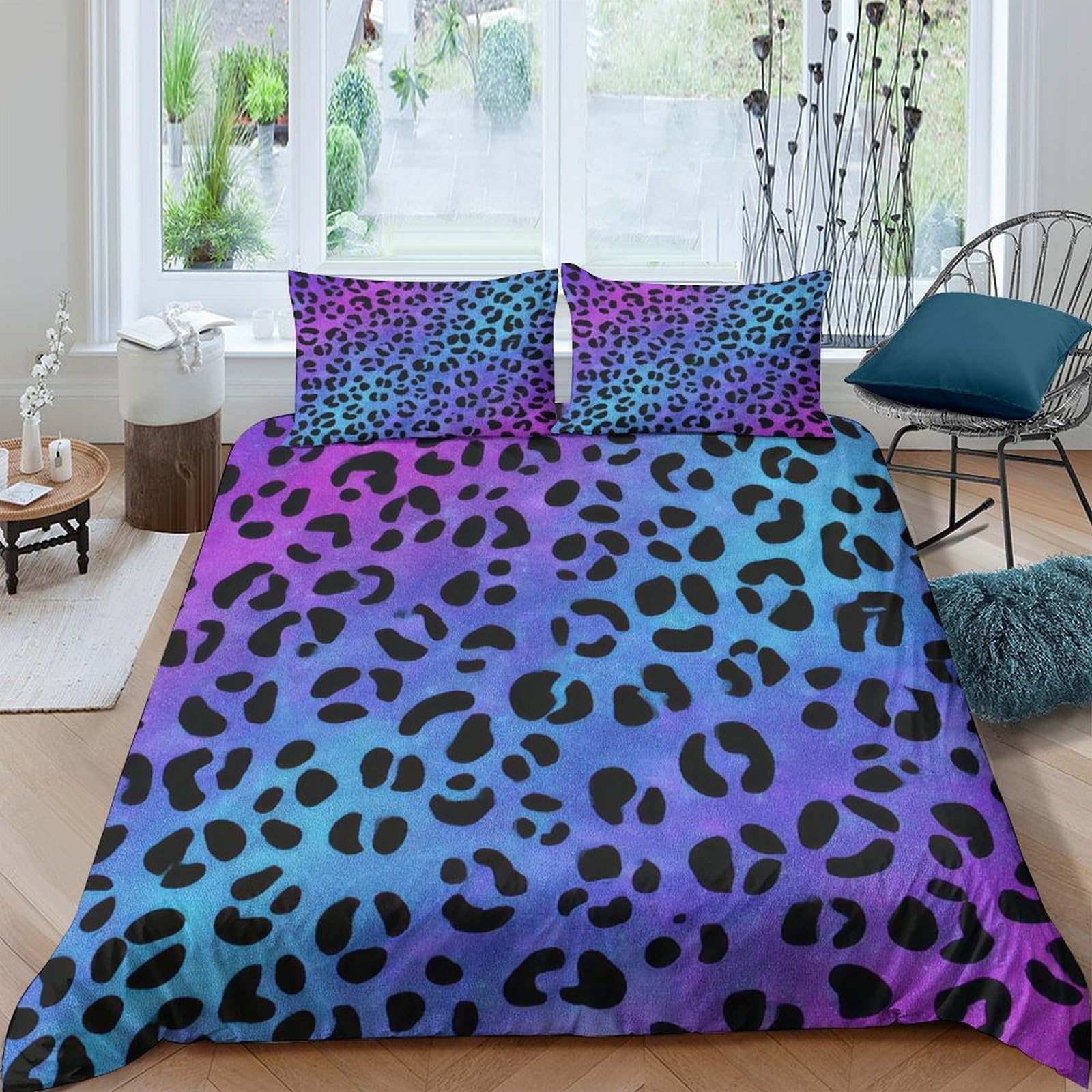 Ctjqhvkz Style-8 3D Printed Gradient Leopard Fitted Sheet Microfiber Soft Anti-Slip Ombre Animal Mattress Cover For Bedroom Guestroom Single（135X200cm）