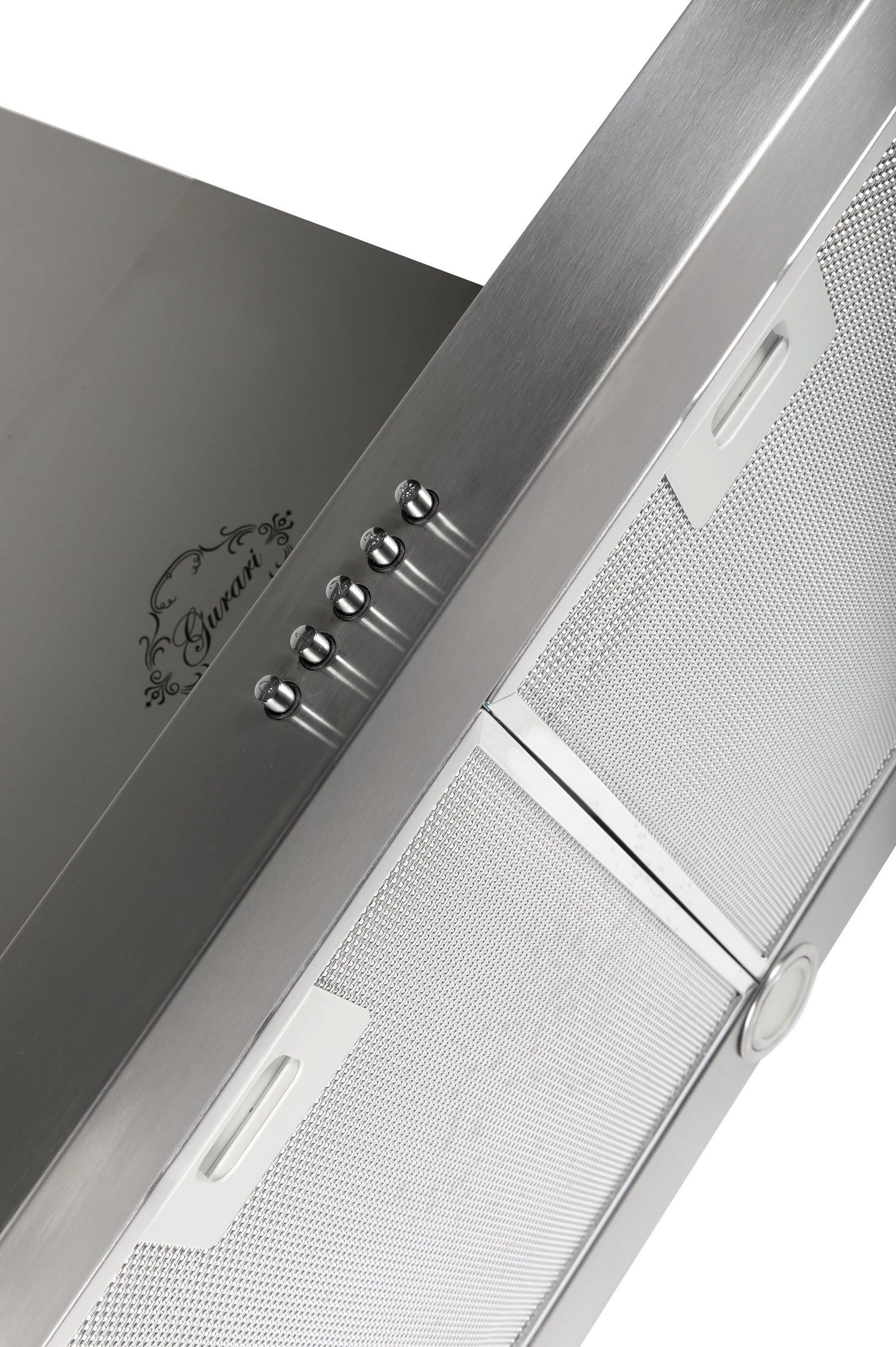 GURARI Hotte murale GCH F 118 12 IS N, hotte aspirante 120 cm, 1000 m³/h, 3 niveaux, acier inoxydable