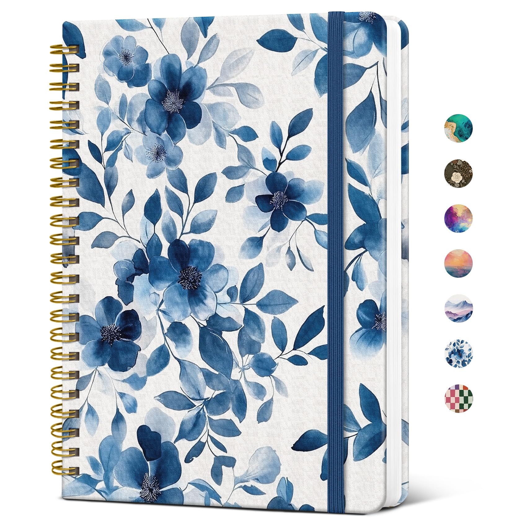 Taja Pretty Spiral Journal for Women, Lined Hardcover Notebook, 5.8" x 8.3"