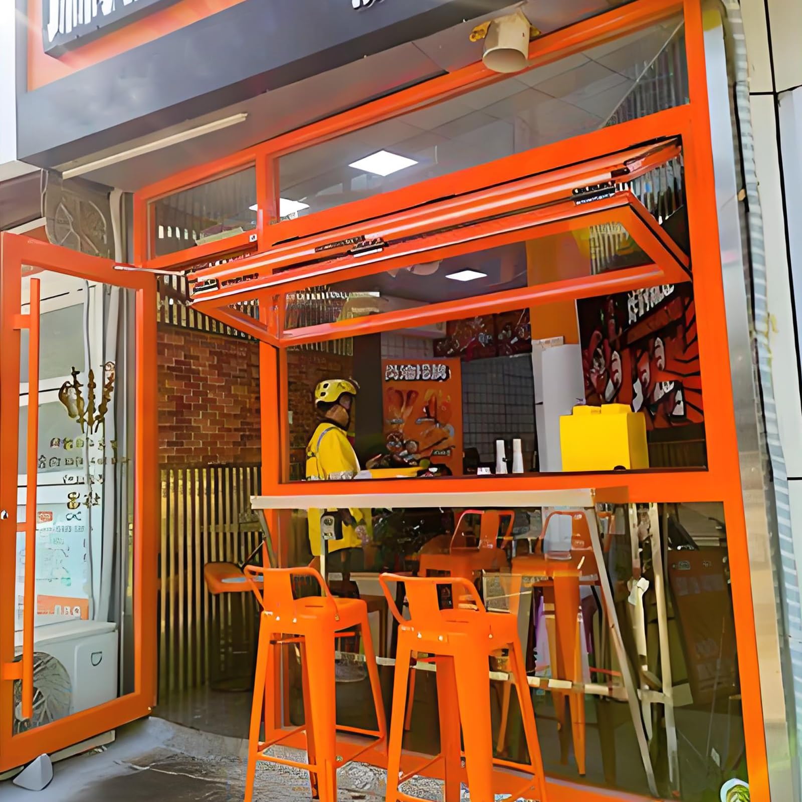 Ventana de servicio con marco de aluminio premium y diseño vertical 8