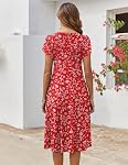 Zeagoo Robe de manches courtes d'été tendance pour femmes 2025 Robe Midi en ligne Robe T-Shirt Floral Casual avec Poches
