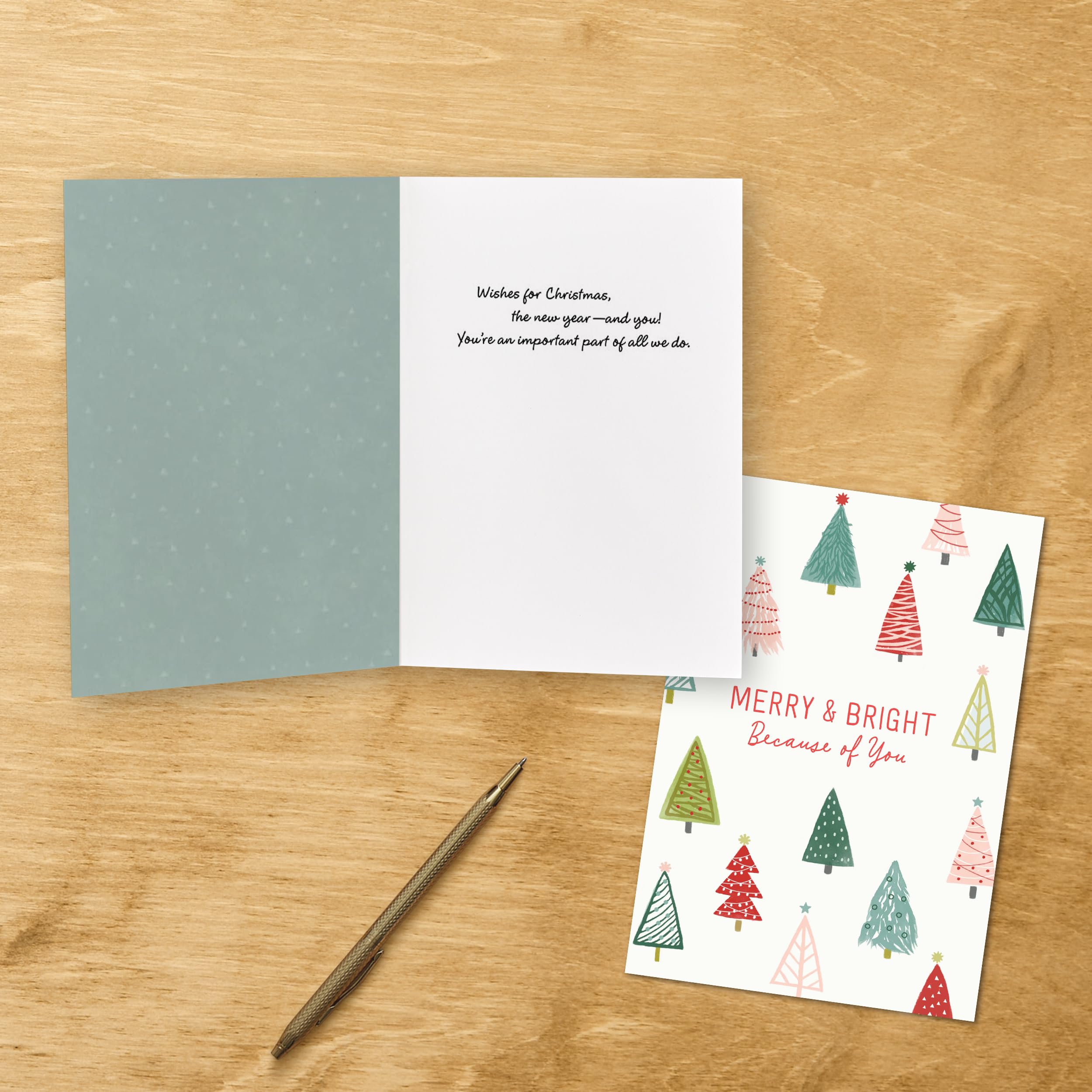 Hallmark Business Lot de 25 cartes de Noël pour employés et employés (arbres colorés joyeux), 12,7 x 17,8 cm, message à l'intérieur, enveloppes incluses