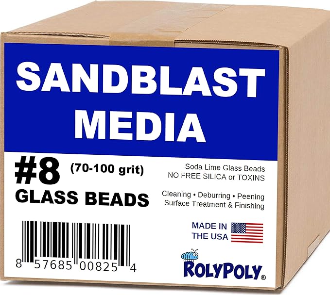 Sandblasting Media Glass Beads 8 (10 LBS) 7080 Grit for Sandblaster