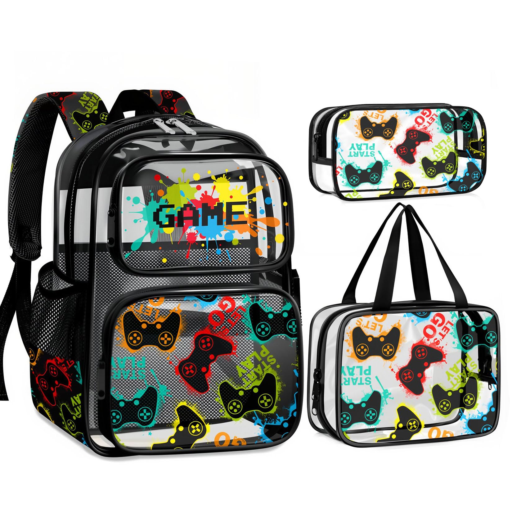 Fitvc Clear Backpack for Boys and Girls,Kids Clear Backpacks for School,Heavy Duty Transparent Bookbag Stadium Approved