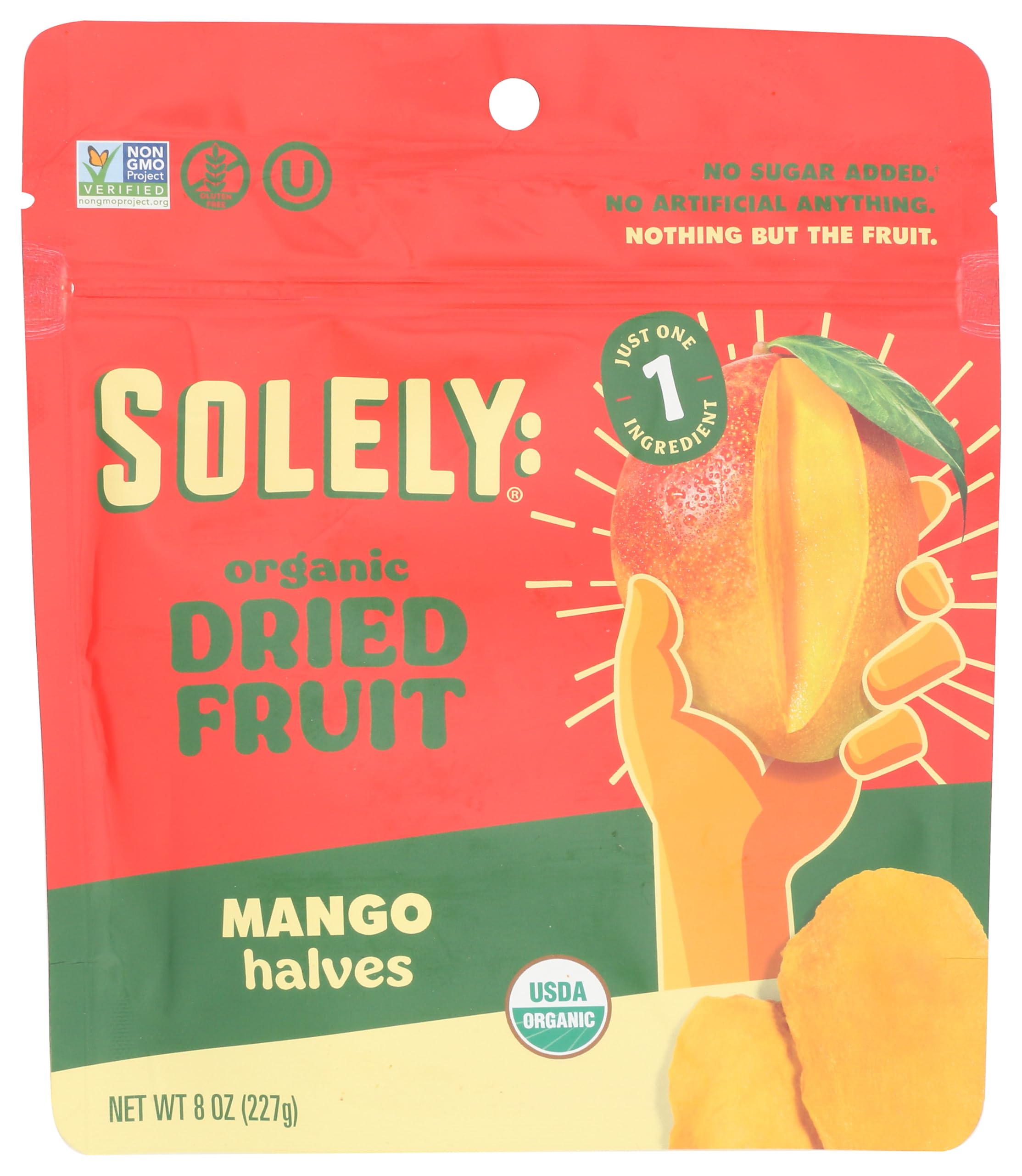 SOLELY Organic Dried Mango Halves, Large (Pack of 1) | One Ingredient | Vegan | Non-GMO | No Added Sugar