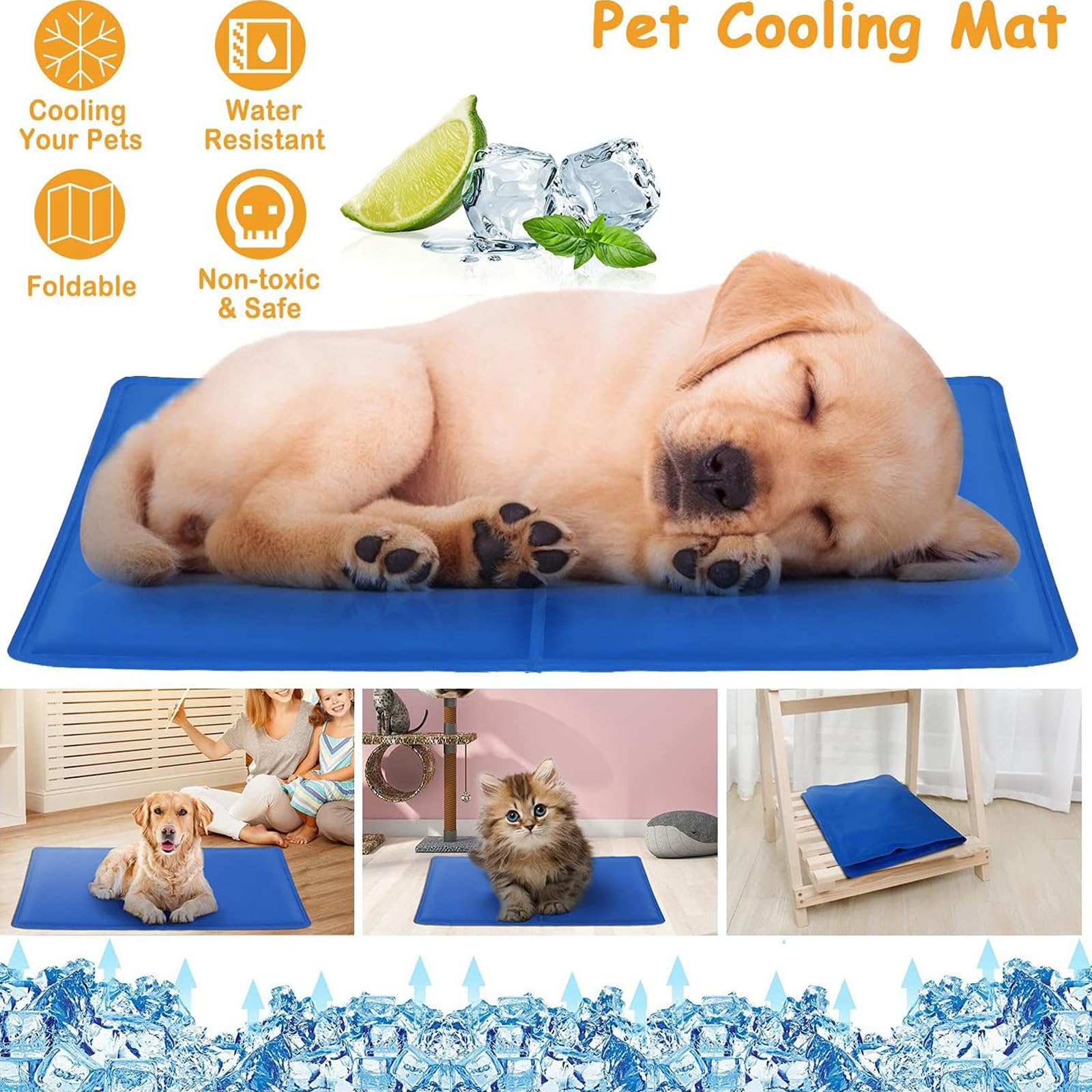 Tappetino Refrigerante per Cani E Gatti, Tappeto Rinfrescante in Gel Non Tossico AntiGraffio Durevole, Giaciglio Rinfrescante in Estate Perfetto per Cucce Divani,XL