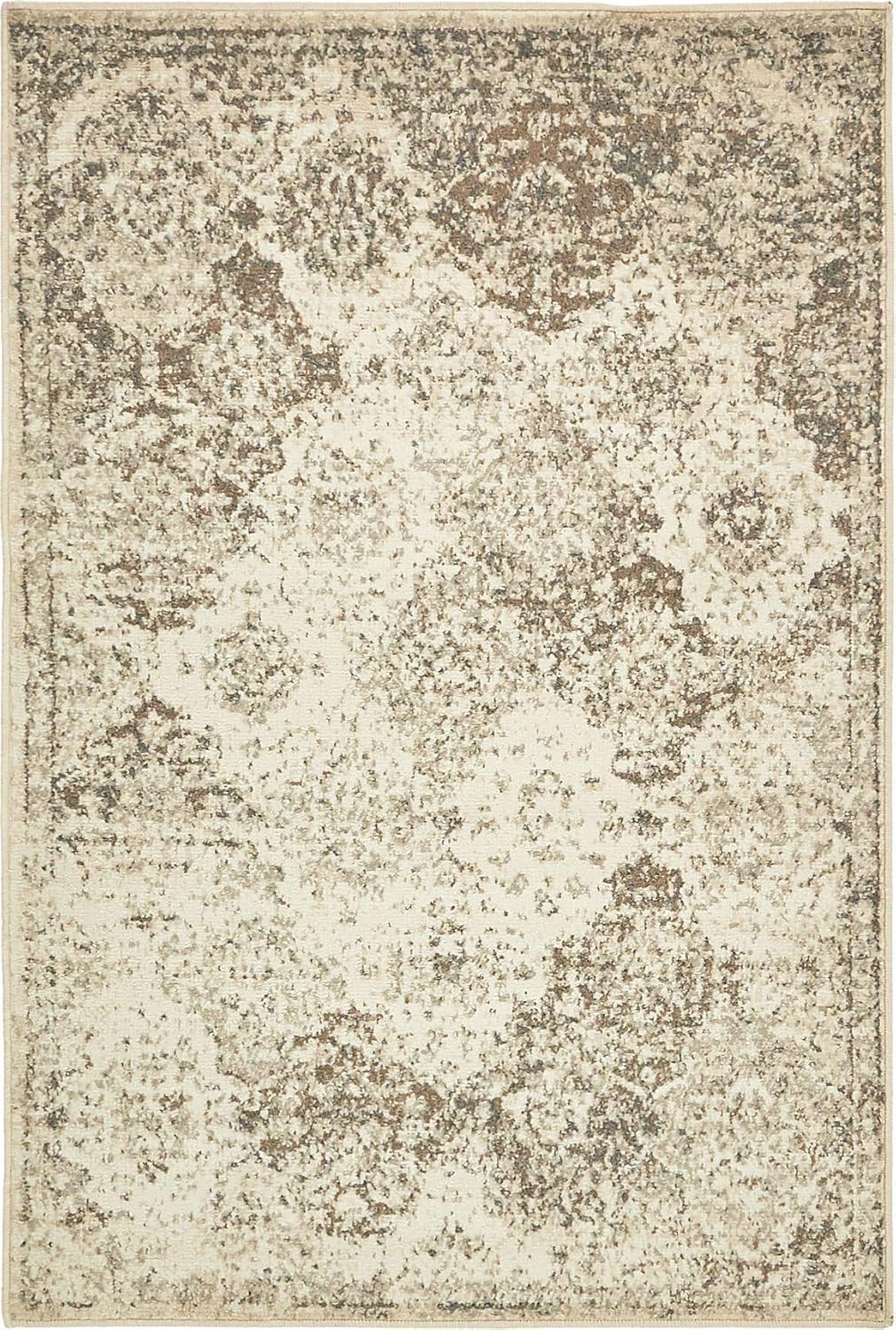 Gray Abstract 4' x 6' Stain-Resistant Synthetic Rug