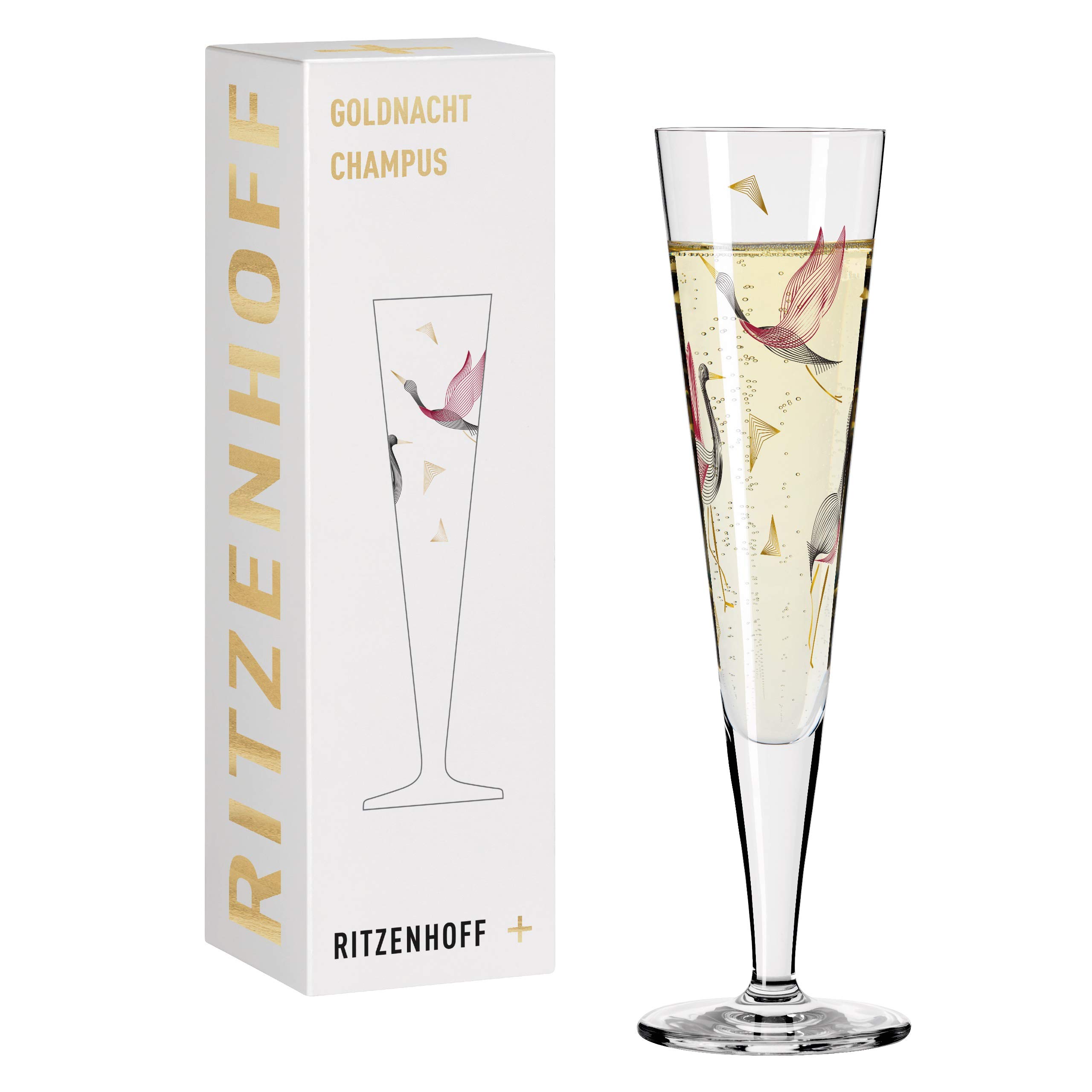 Ritzenhoff 1071015 Bicchiere da champagne 200 ml - Serie Goldnacht No. 15 - Nobile pezzo di design con oro vero - Made in Germany