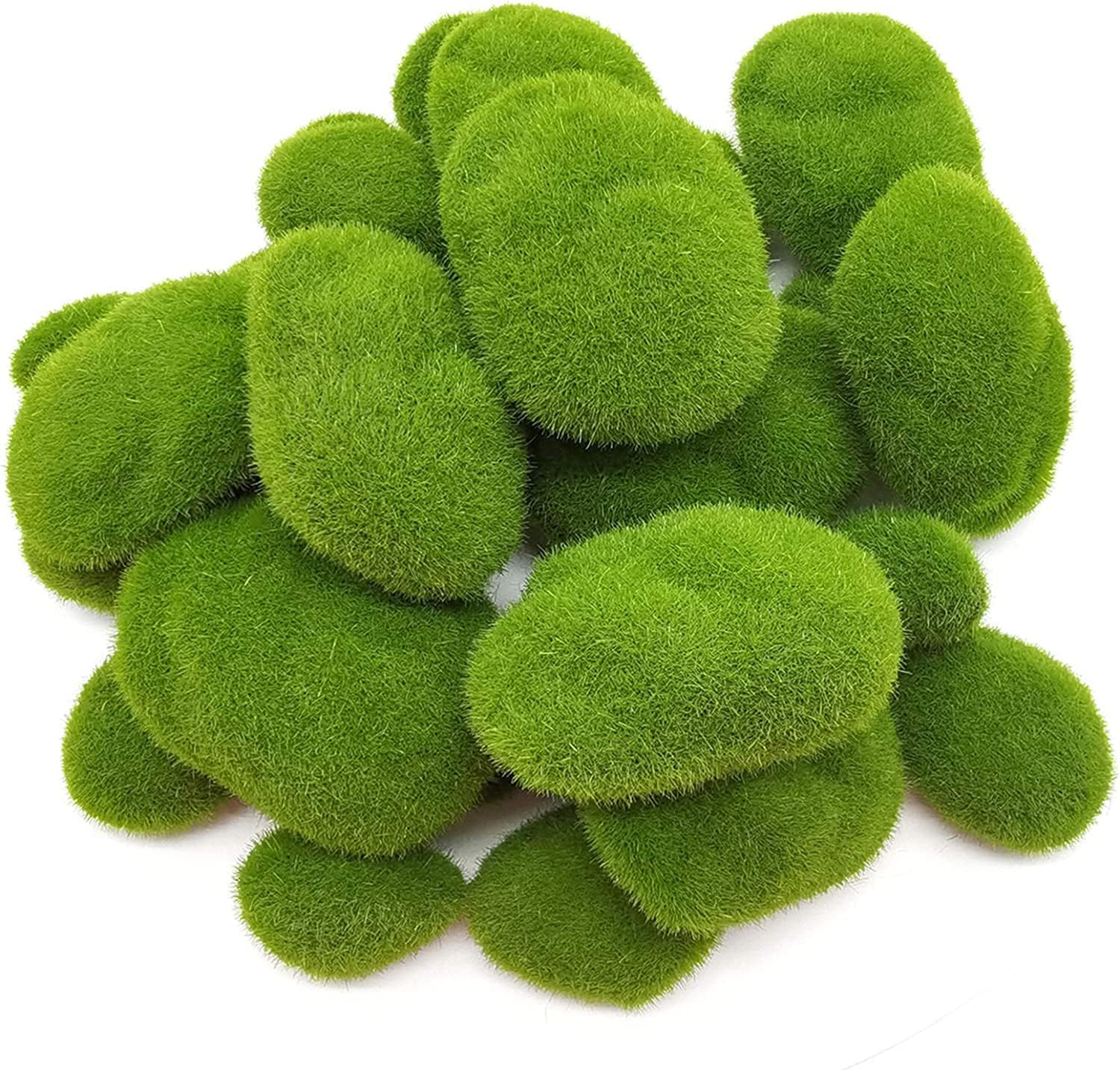 YOOHUA 30PCS 3 Size Artificial Moss Rocks Decorative, Green