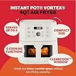 Instant Pot 4QT VORTEX 6-in-1 Mini Air Fryer, Air fry, Bake, Roast, Broil, Dehydrate or Reheat, Sea Salt, 4 Quarts