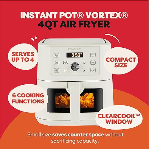 Miniatura 2 de Instant Pot 4Qt VORTEX 6 en 1 Mini Freidora de Aire, Opciones de Programa Personalizado, Freír al Aire, Asar, Asar a la Parrilla, Deshidratar, Sea