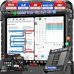 Autel MaxiSYS Ultra S2 AI Scanner, 2025 UltraS2 Top Inteligente Digitalização de MSUltra Ultra EV, 6 em 1 VCMI2, Topologia 3.0, Análise PID Multi-Point DVI, Programação ECU, 48+ Reset, Motor Truspeed