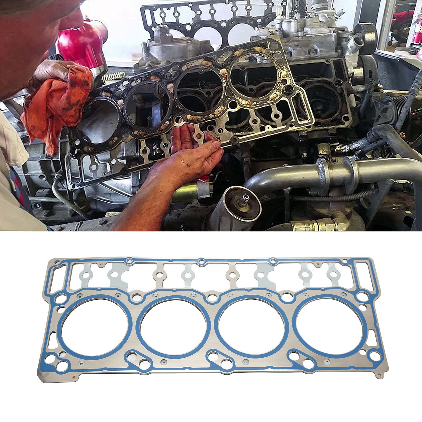 Guarnizione testata motore KC3Z 6051 Un ricambio in metallo di alta qualità per 6.0L Powerstroke Diesels 2003 2005 Sigillatura ad alte prestazioni Dimensioni 18 mm Montaggio