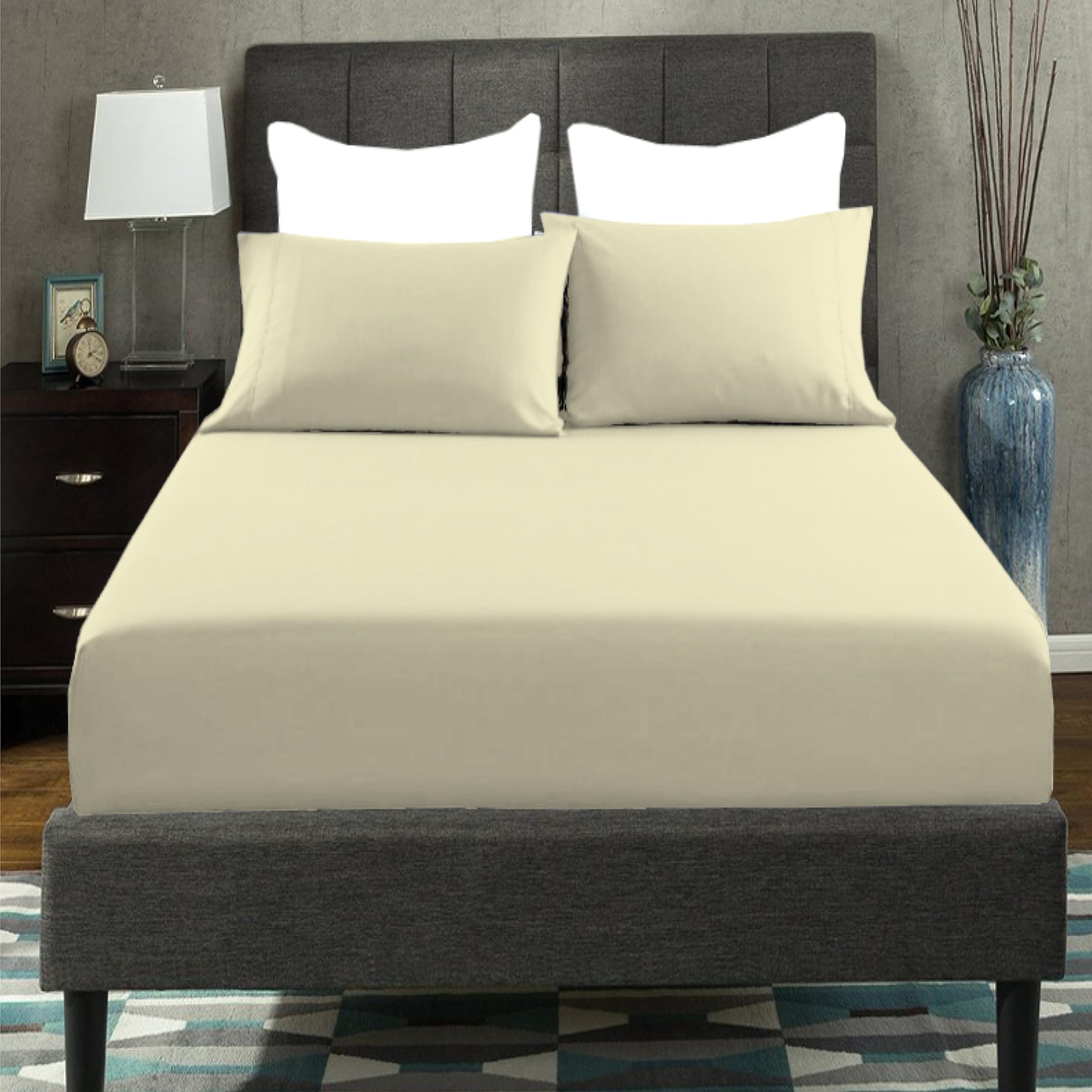 Amigozone Lemon Plain Pollycotton Small Double Fitted Sheet 4Ft Fitted Sheet (4Ft Fitted Sheet, )