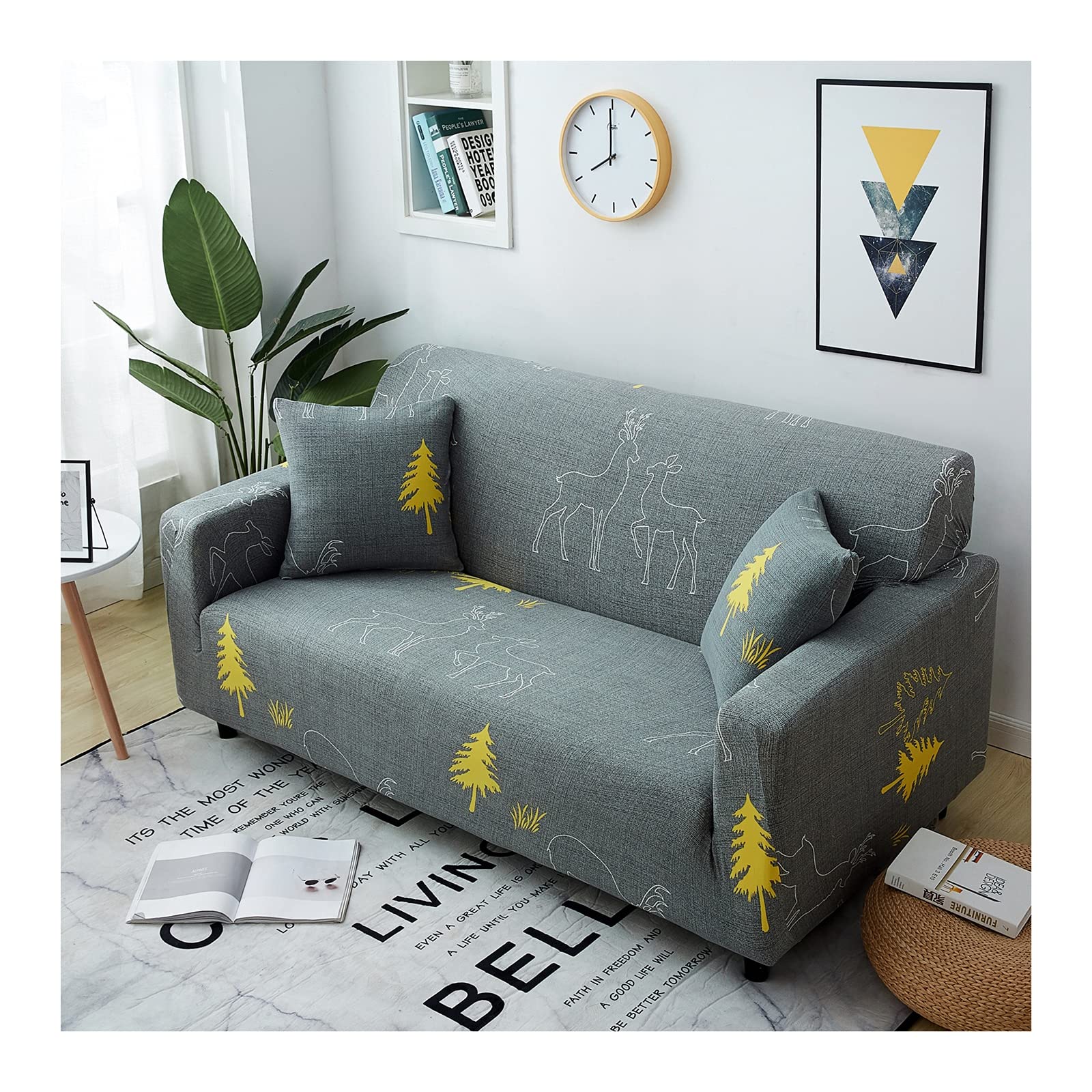 Housse de canapé 1 place style scandinave pour salon ambiance nature