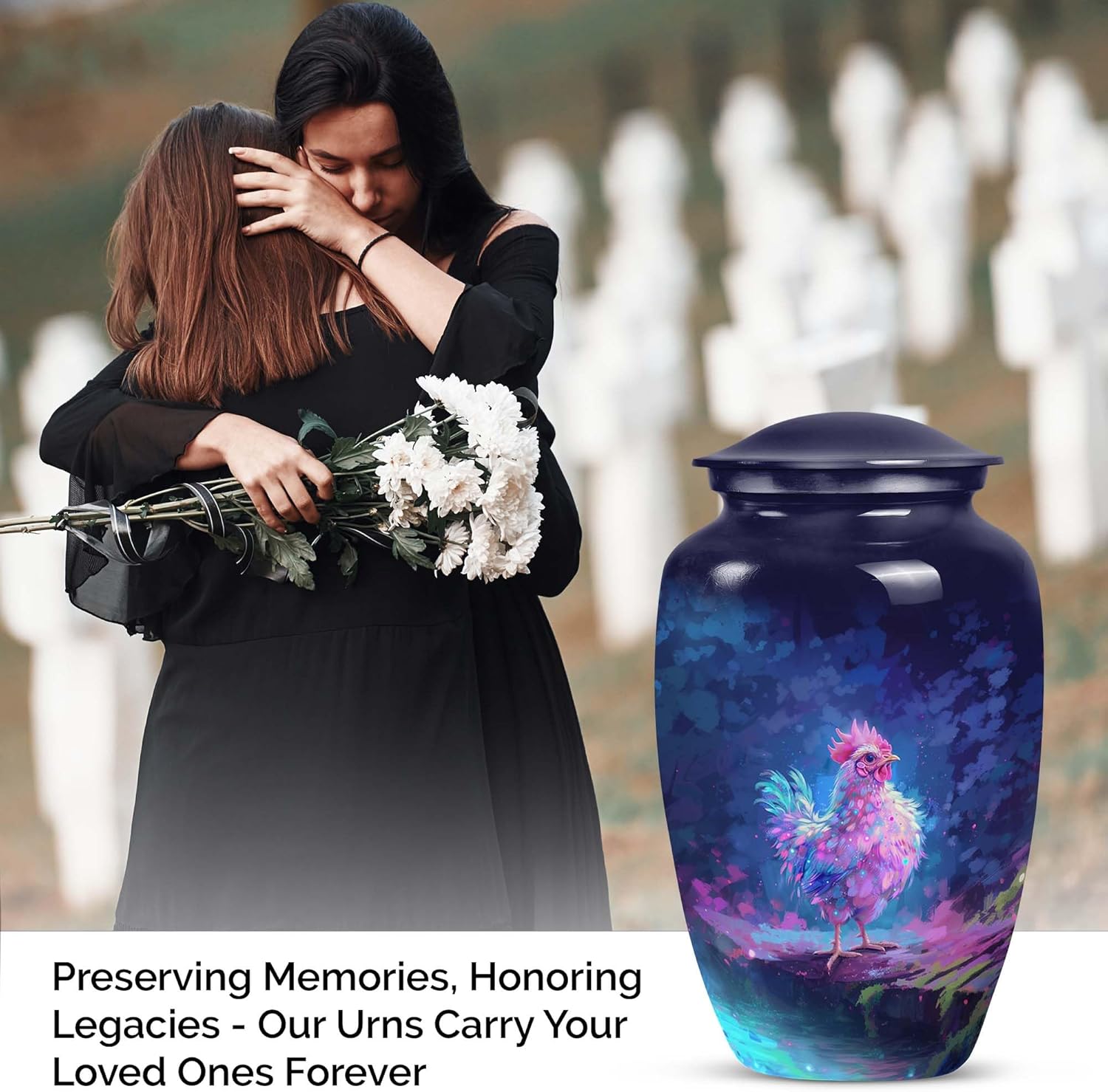Forest Rooster - Urns for Human Ashes Adult Female - Companion Cremation Urns - Ash Holders for Human Ashes - Cremation Urns Adult - Urn for Women Ashes (10 inch)