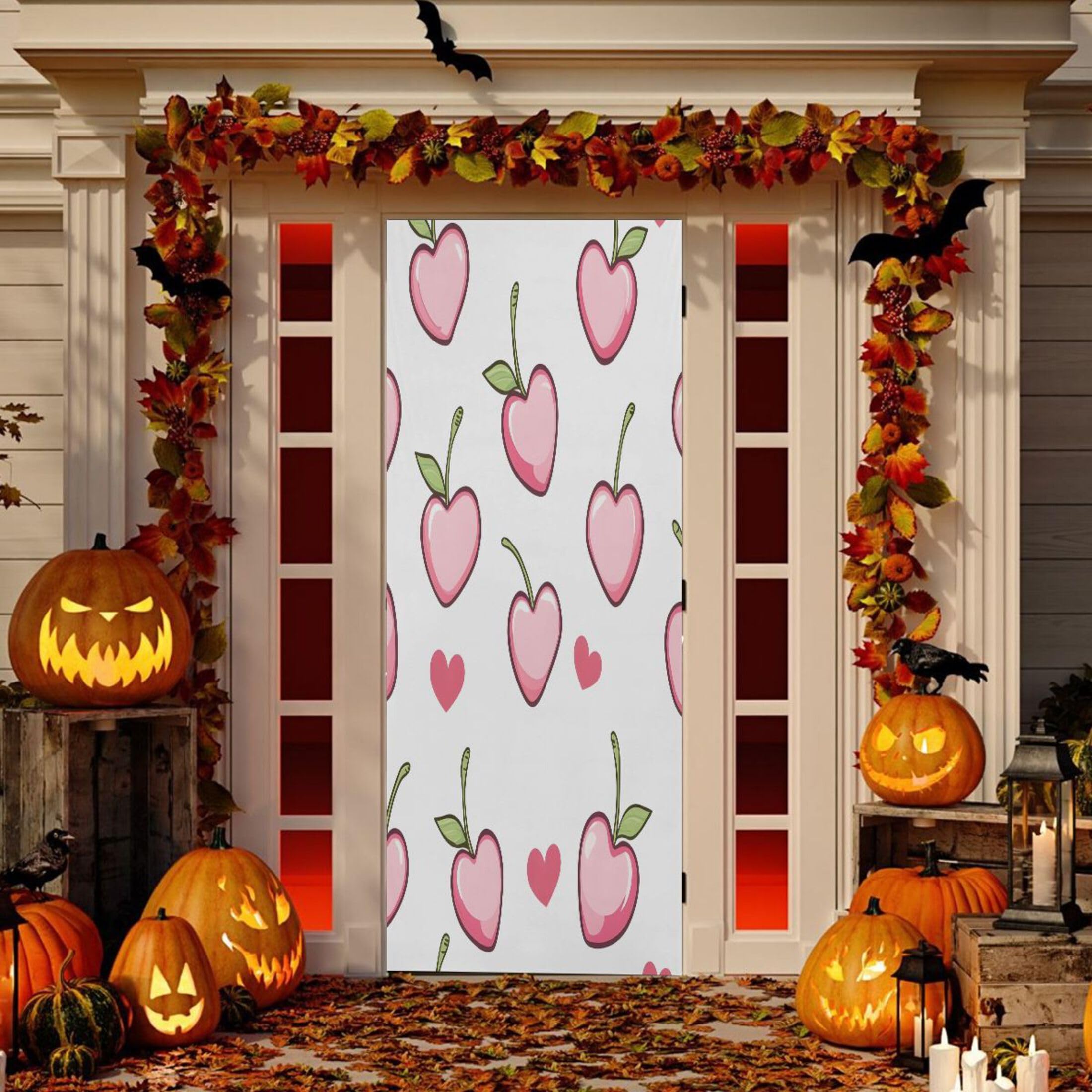 Housse de porte en tissu élastique au motif cerises chic