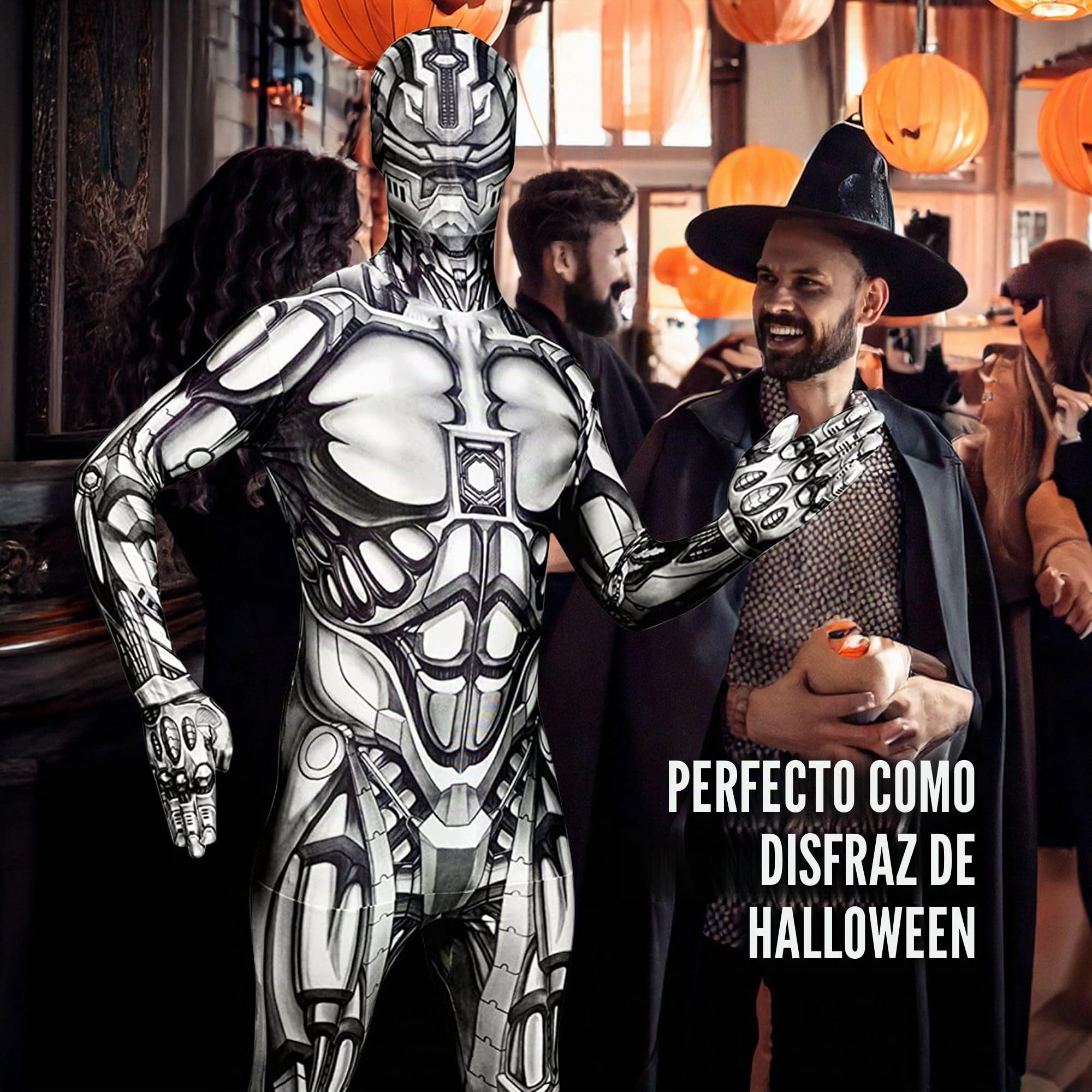 Morphsuits Disfraz Terror Hombre, Disfraz Zombie Halloween Hombre | Mono Integral con Capucha, Azul, Cierre de Cremallera, Perfecto para Halloween, Ideal para Cosplay
