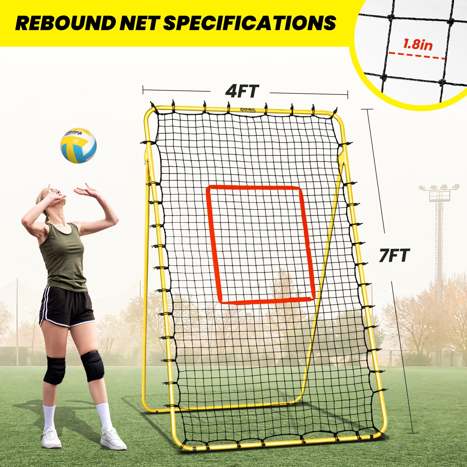 Volleyball Rebounder Netz 4x7 ft: Training mit PE-Metall. Robust, portabel & einfach aufzubauen. Perfekt für sportliche Übungen zu Hause oder im Garten. Fördert Technik und Kondition zuverlässig.